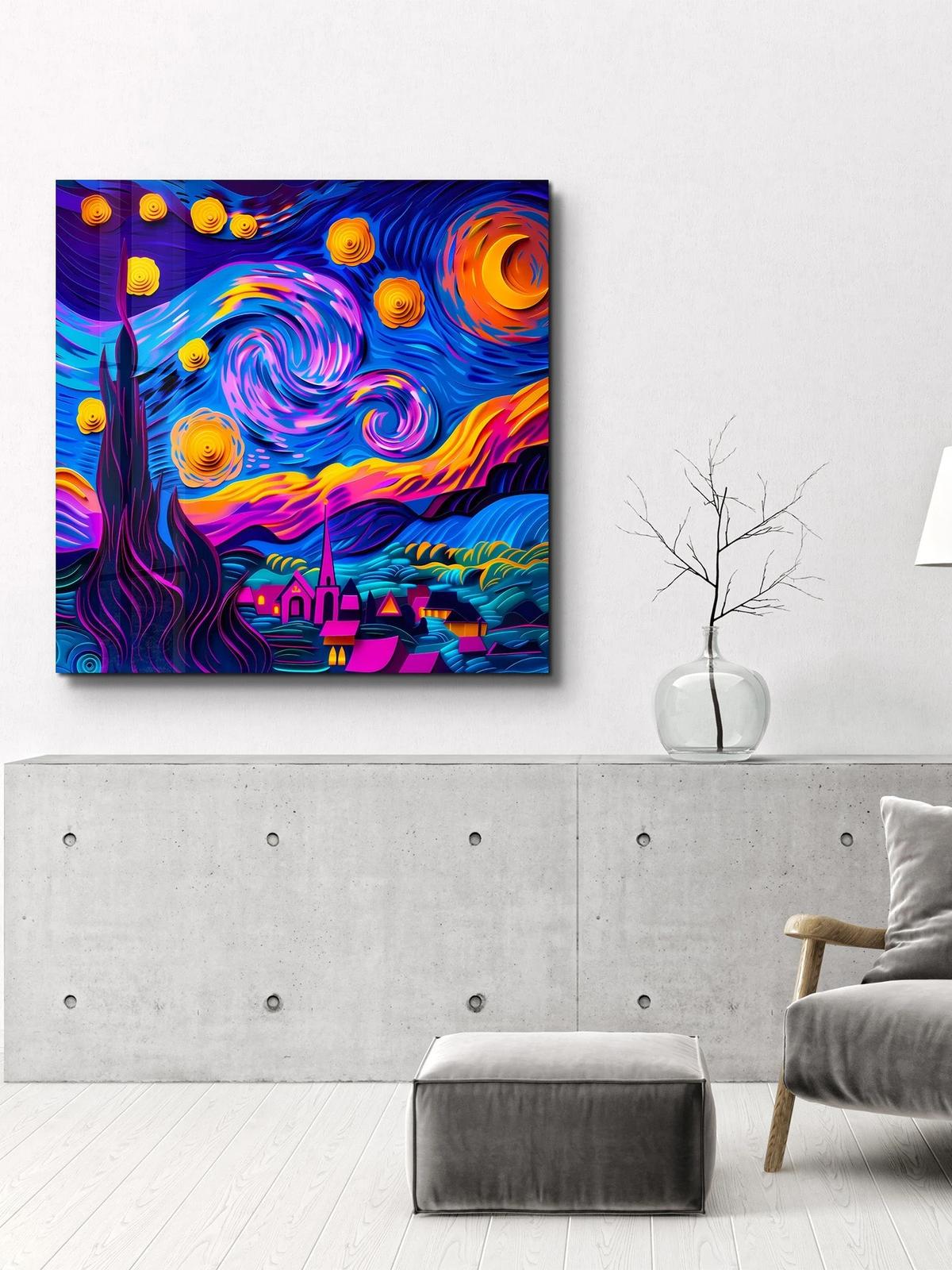 Kare Van Gogh'un Yıldızlı Gökyüzü Eserinin Modern