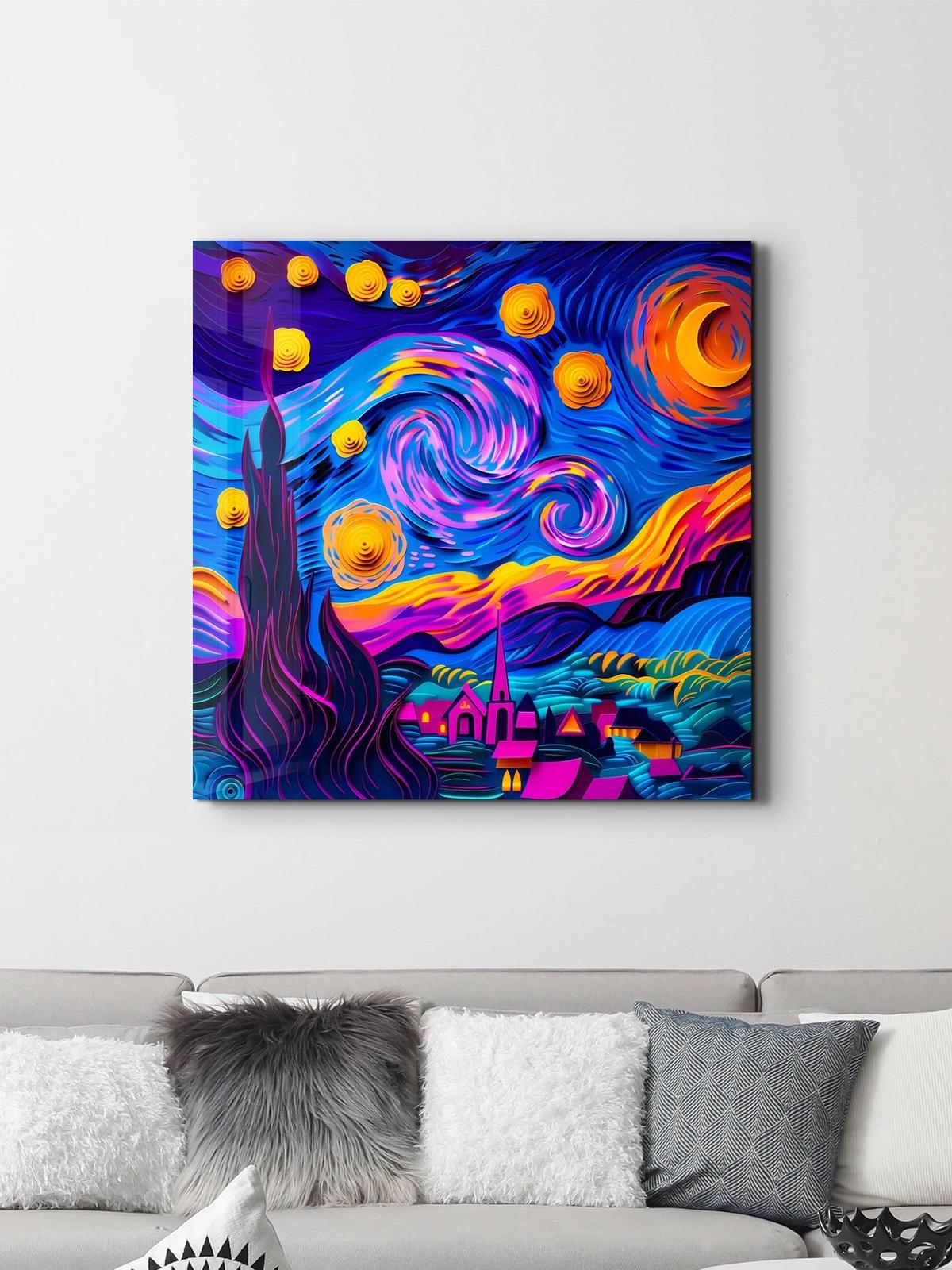 Kare Van Gogh'un Yıldızlı Gökyüzü Eserinin Modern