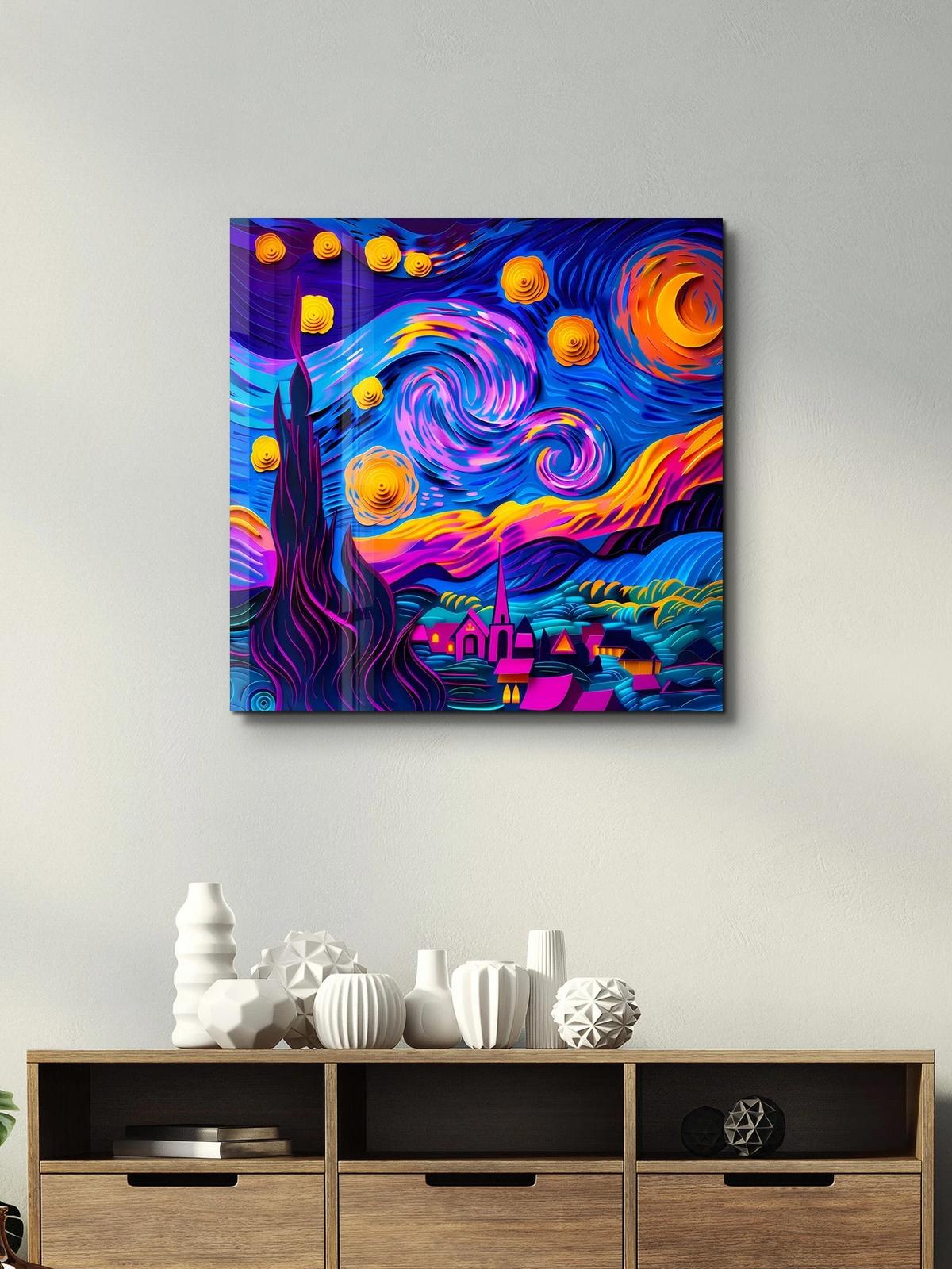 Kare Van Gogh'un Yıldızlı Gökyüzü Eserinin Modern