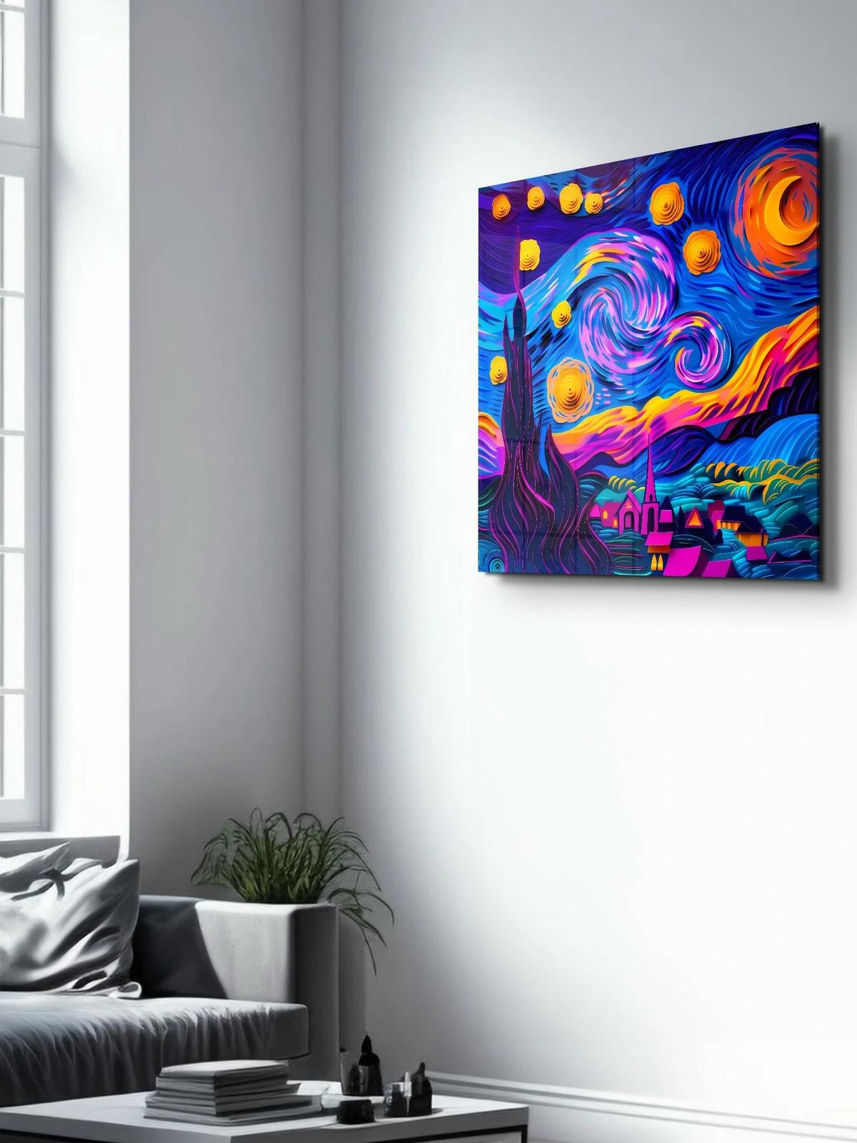 Kare Van Gogh'un Yıldızlı Gökyüzü Eserinin Modern