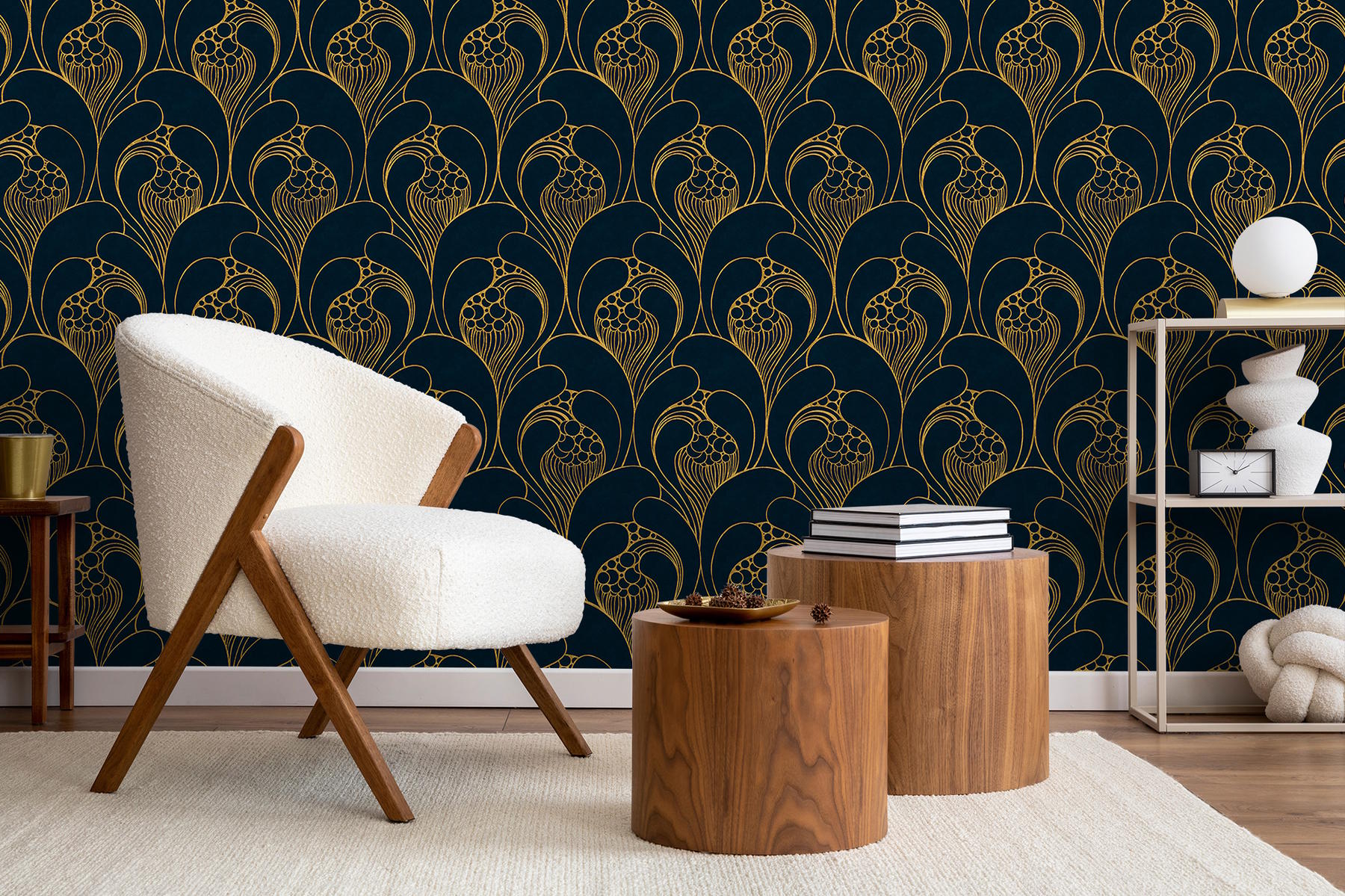 Luxurious Art Deco Abstract Swirls Wallpaper Mural