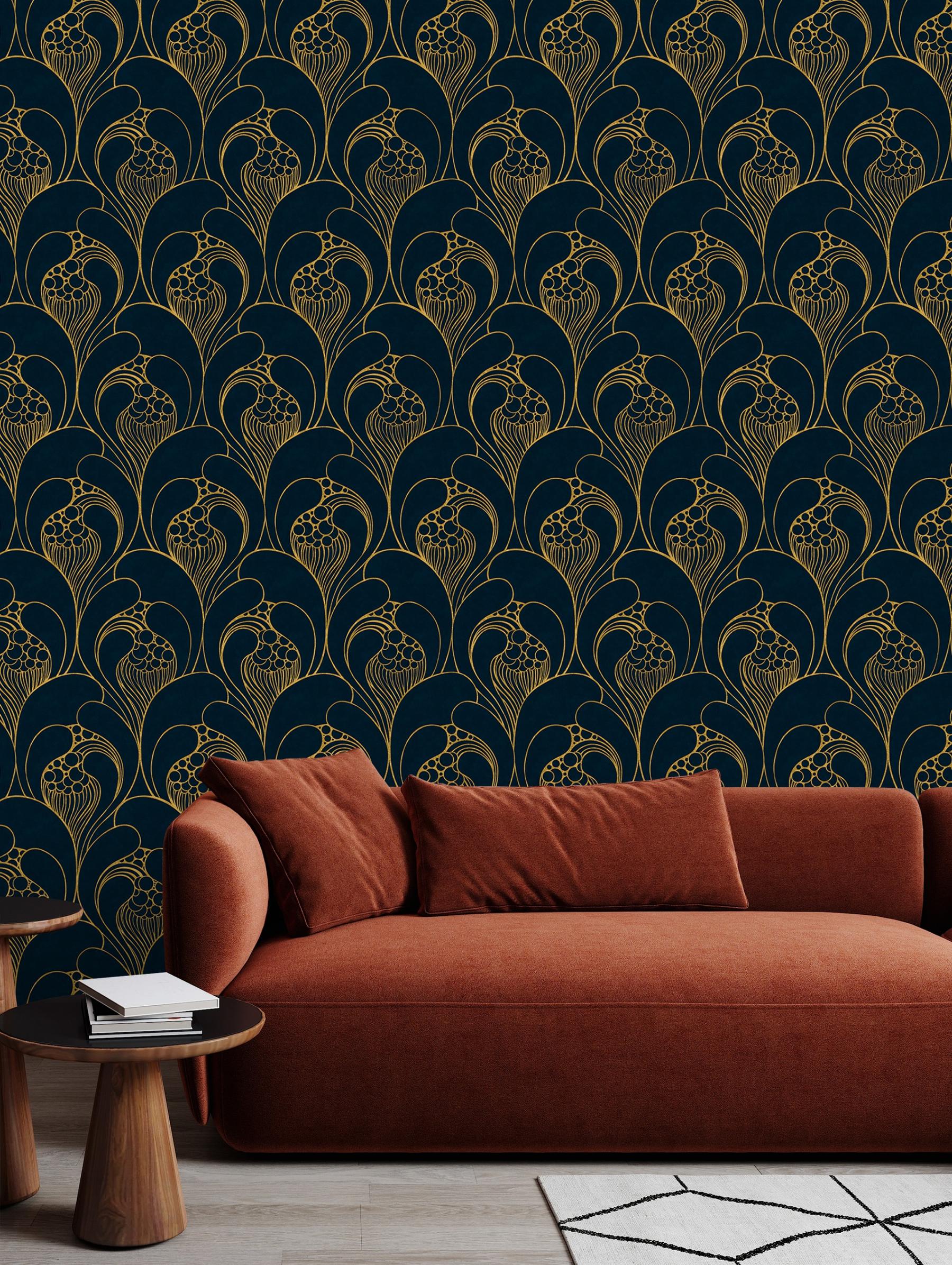 Luxurious Art Deco Abstract Swirls Wallpaper Mural