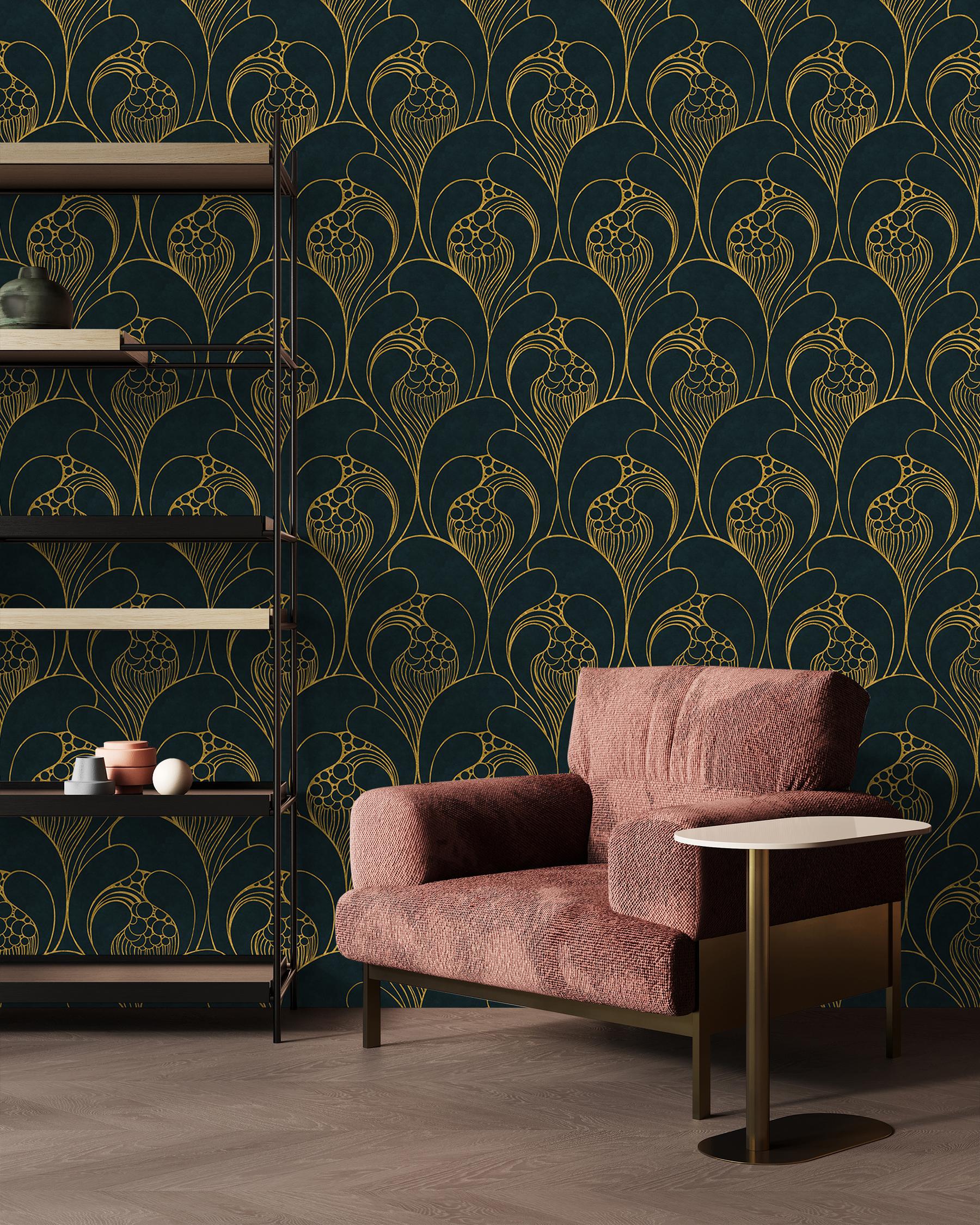 Luxurious Art Deco Abstract Swirls Wallpaper Mural