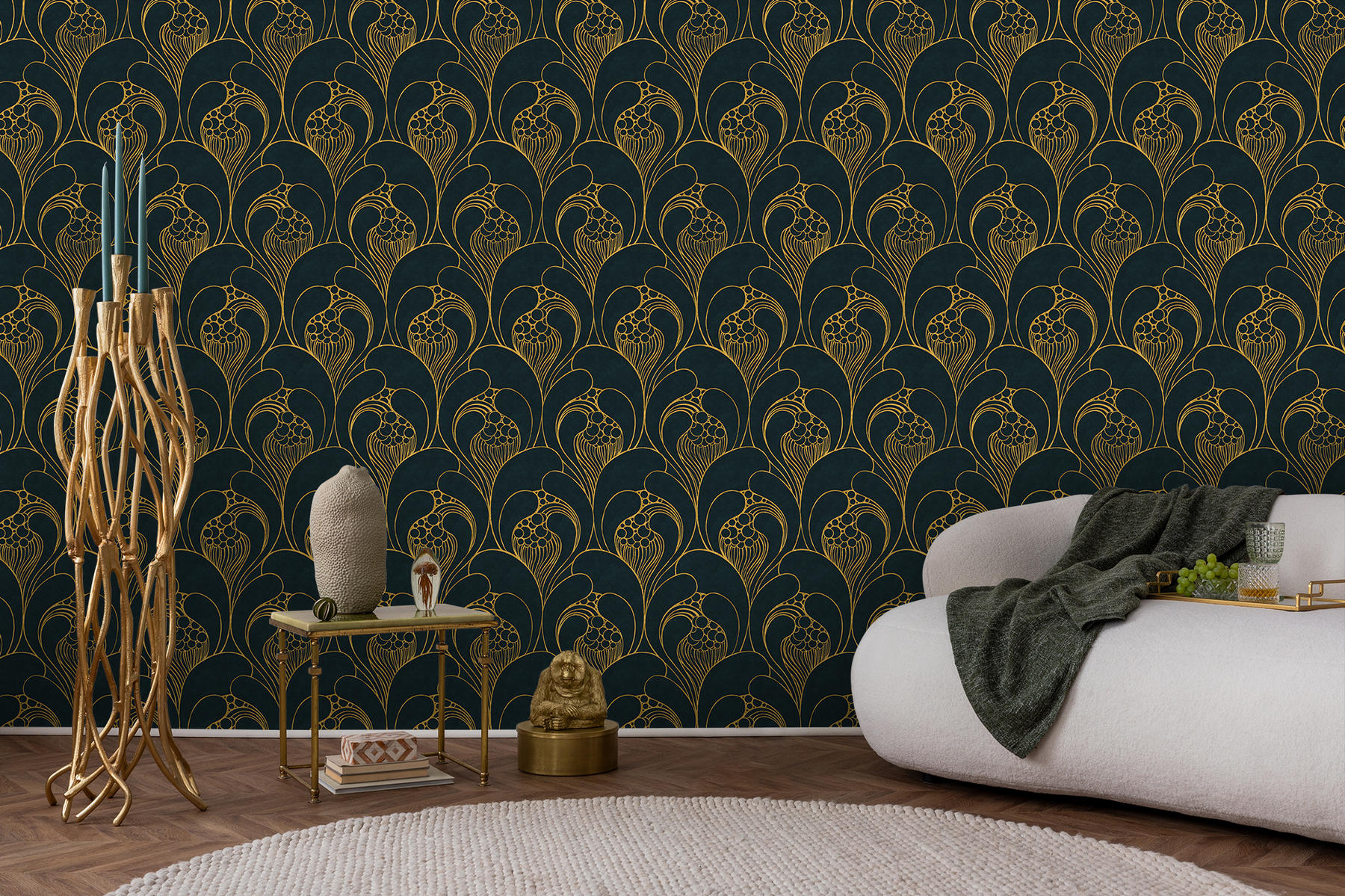 Luxurious Art Deco Abstract Swirls Wallpaper Mural