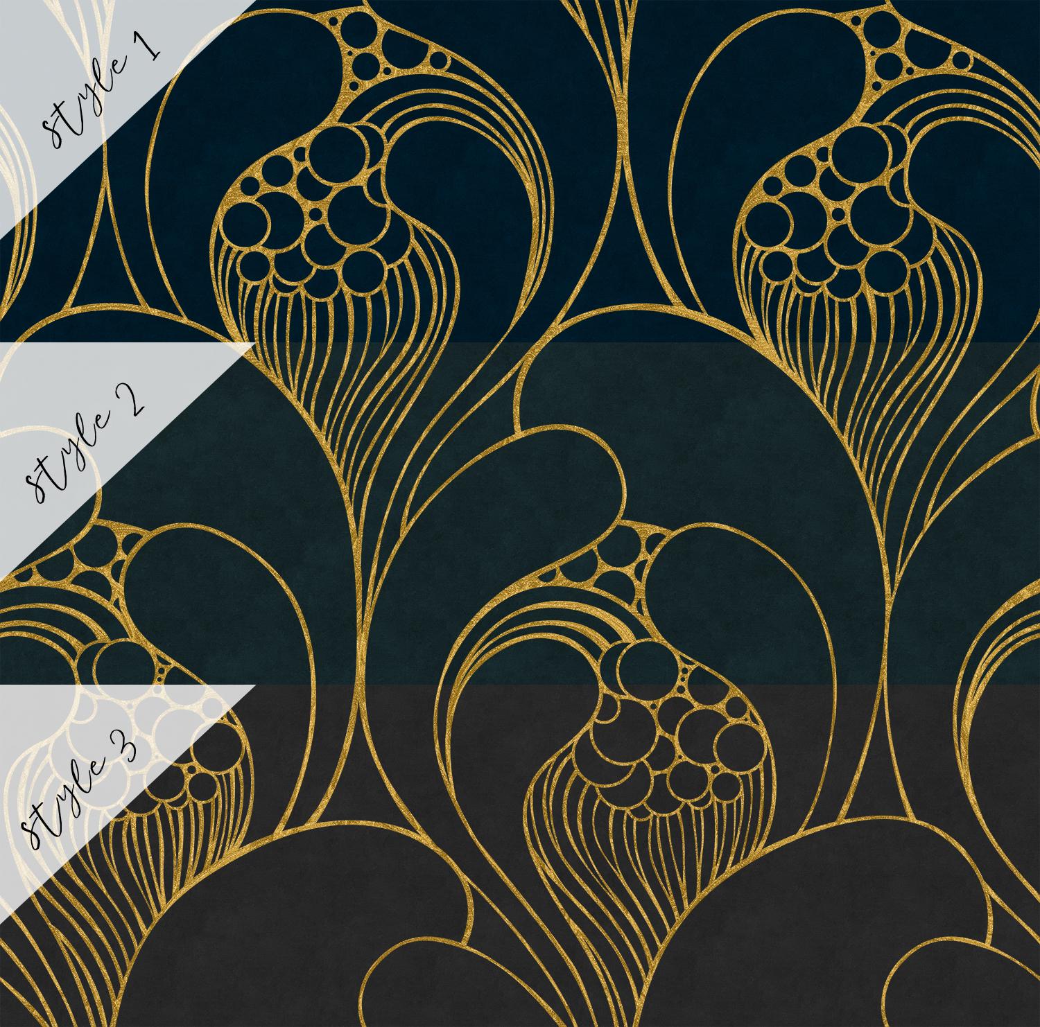 Luxurious Art Deco Abstract Swirls Wallpaper Mural