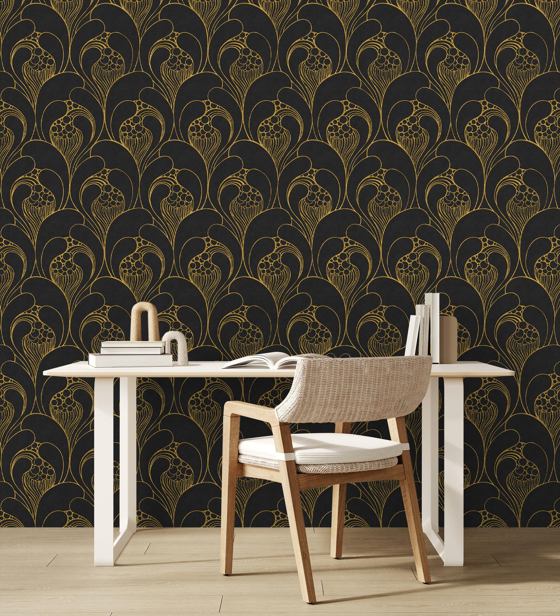 Luxurious Art Deco Abstract Swirls Wallpaper Mural