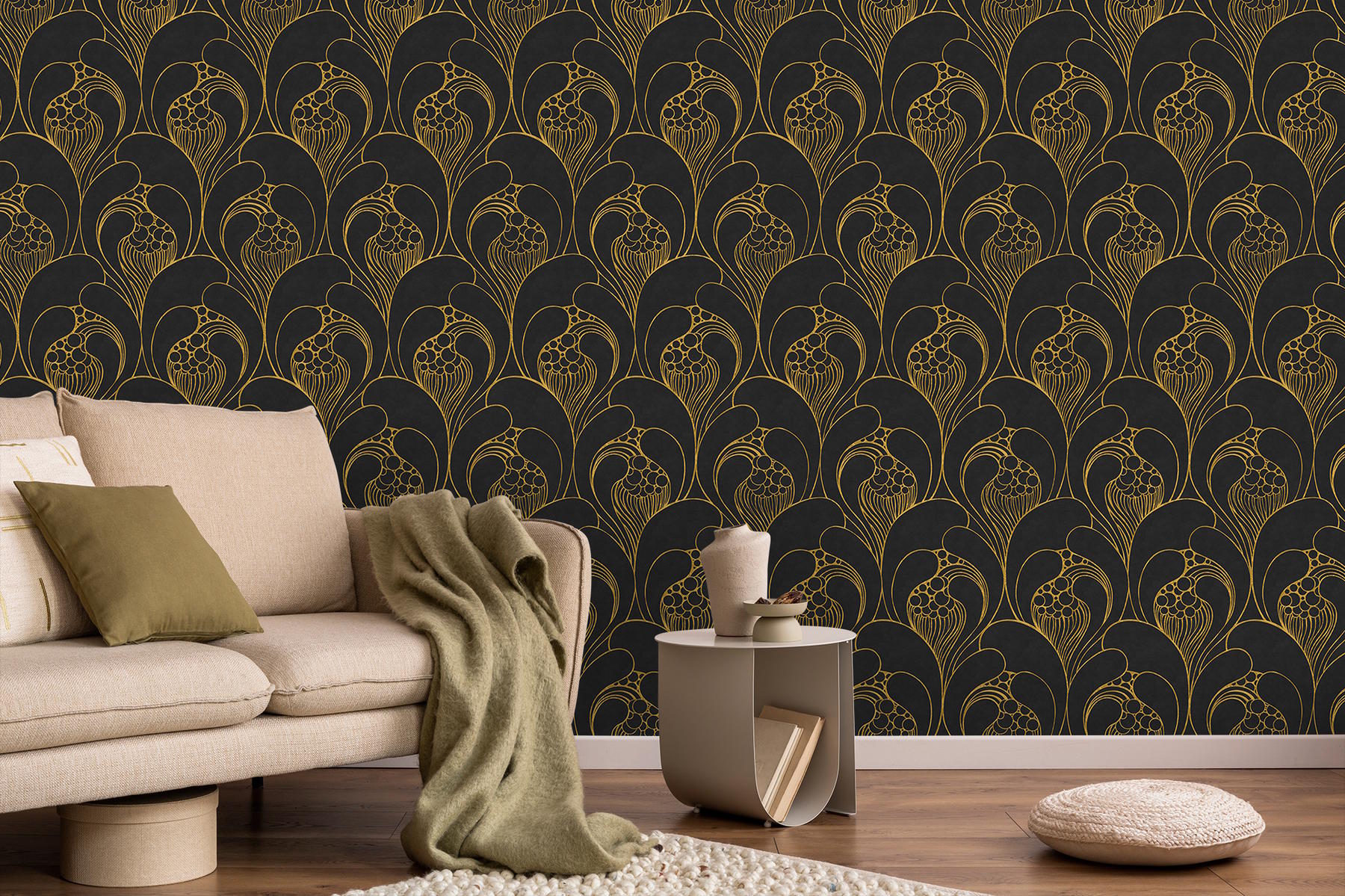 Luxurious Art Deco Abstract Swirls Wallpaper Mural
