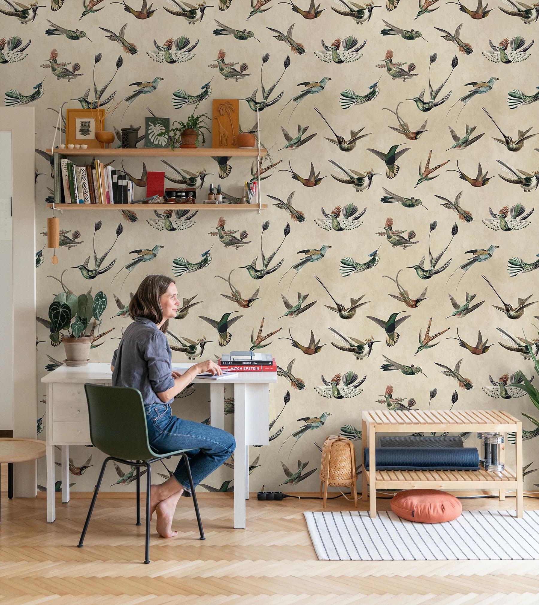 Antique Hummingbirds Wallpaper Mural