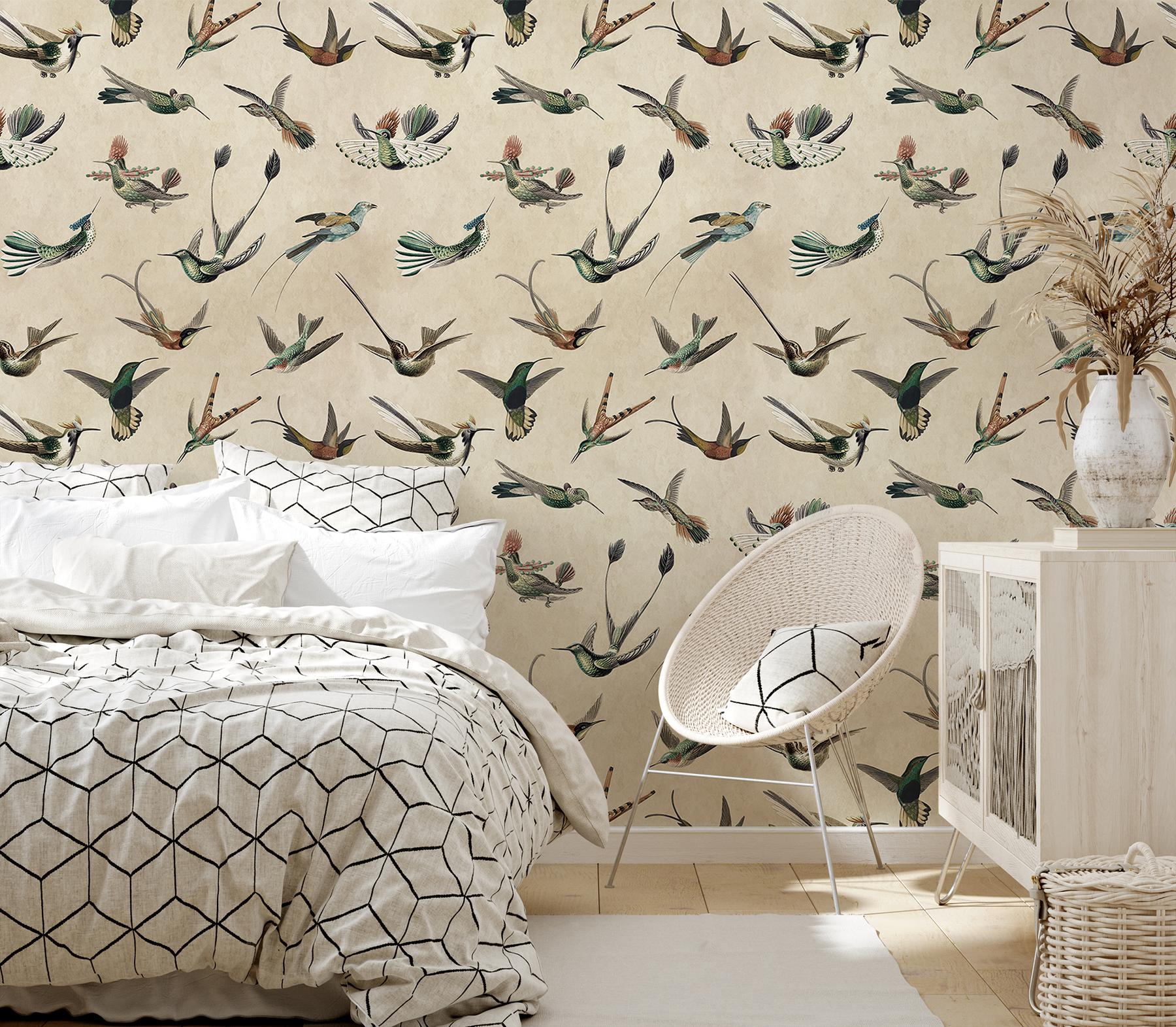 Antique Hummingbirds Wallpaper Mural