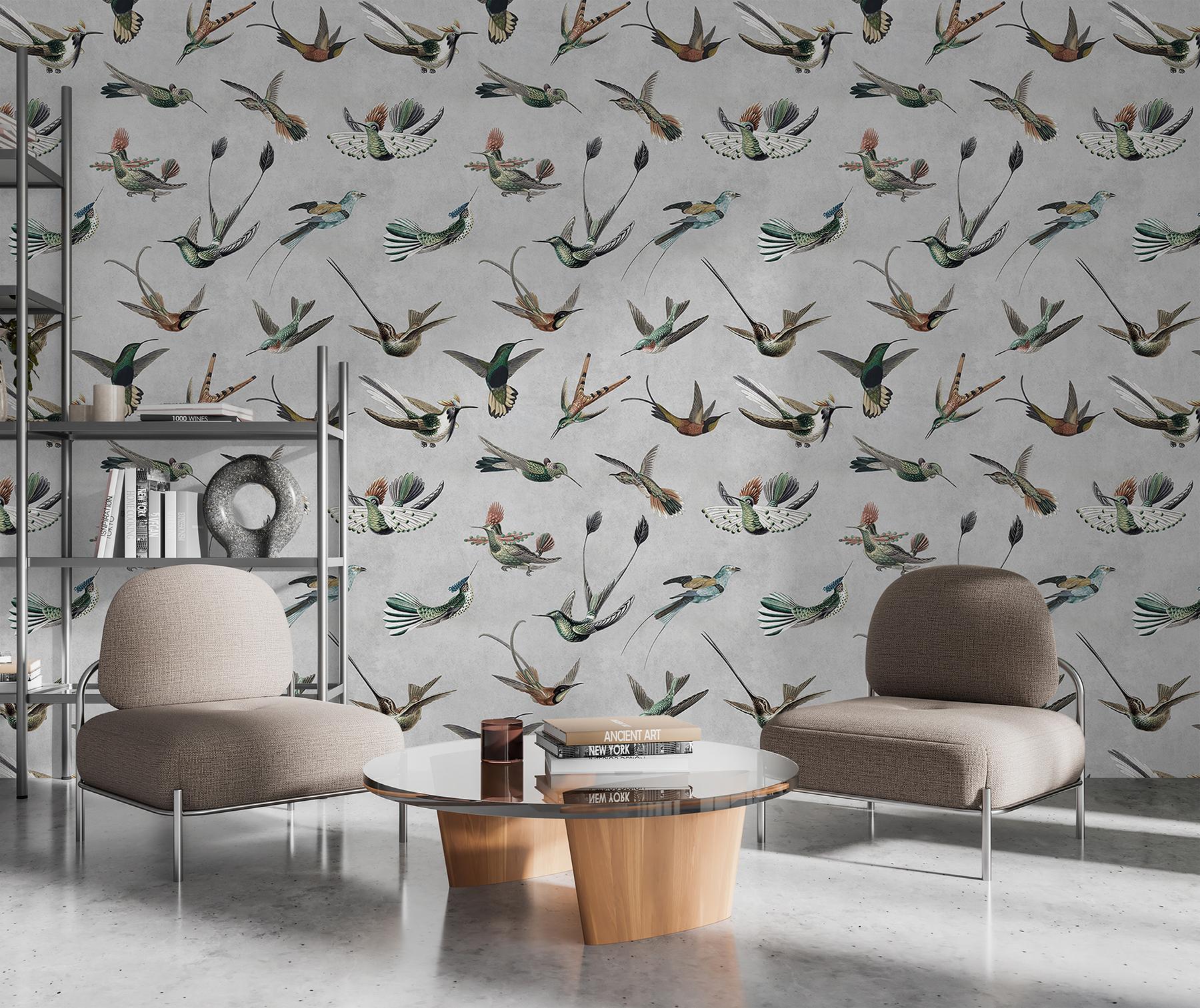 Antique Hummingbirds Wallpaper Mural 