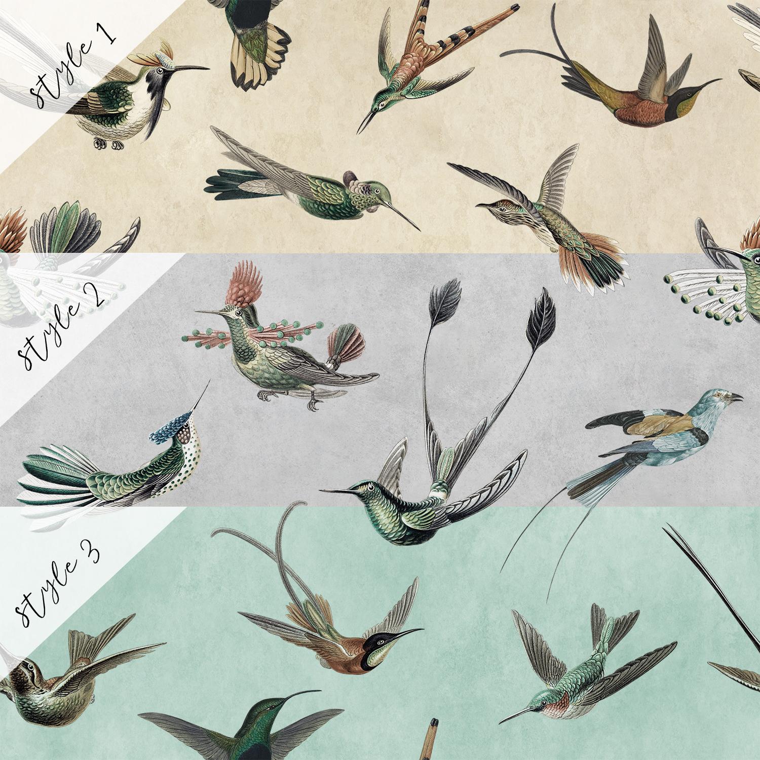 Antique Hummingbirds Wallpaper Mural 