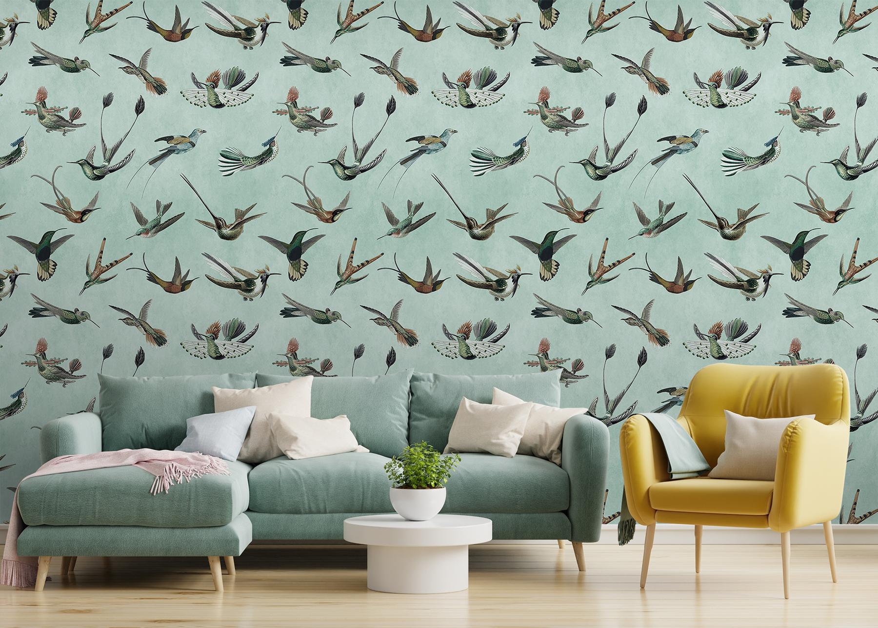 Antique Hummingbirds Wallpaper Mural 