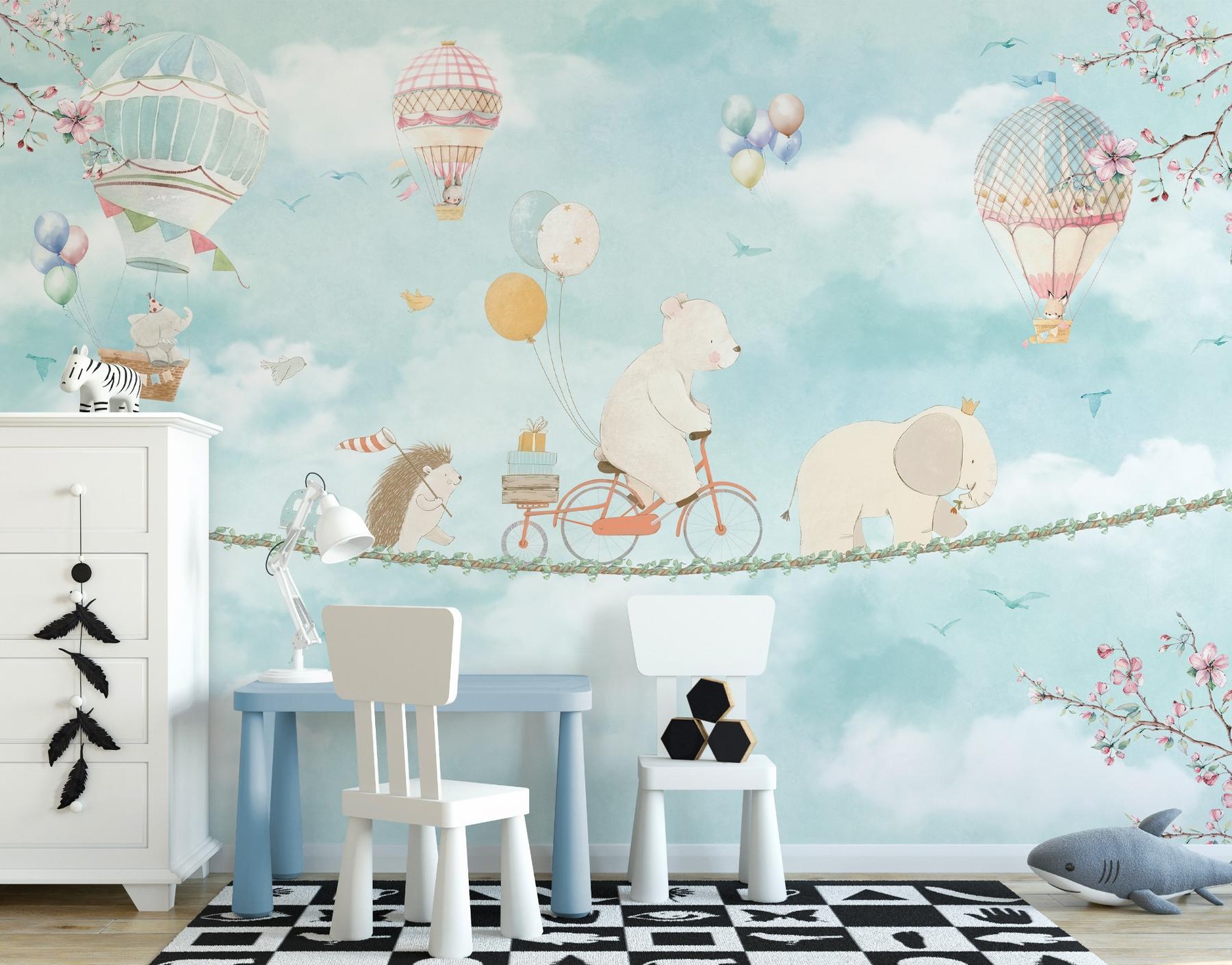 Cute Animal Convoy with Hot Air Balloons