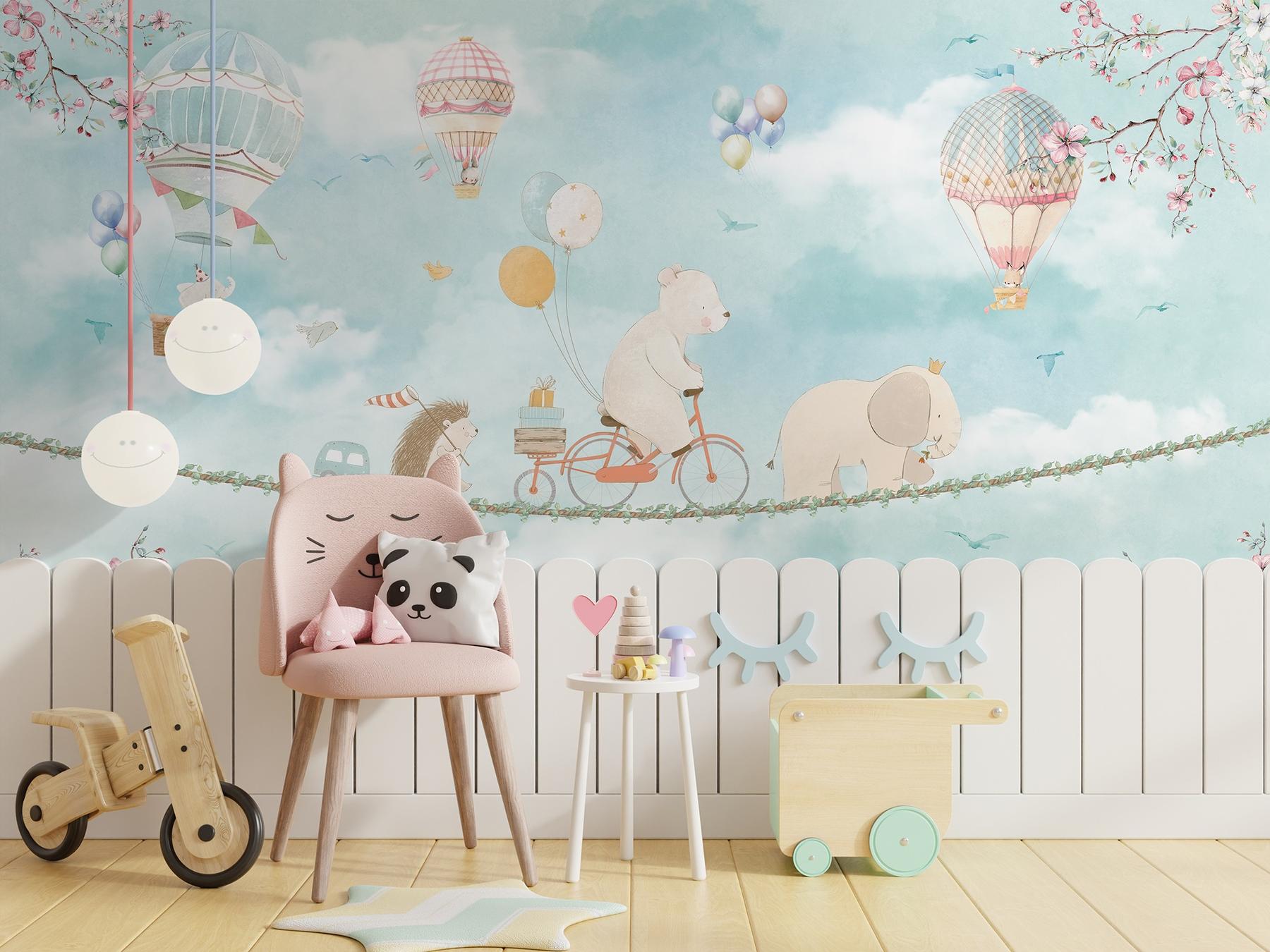 Cute Animal Convoy with Hot Air Balloons