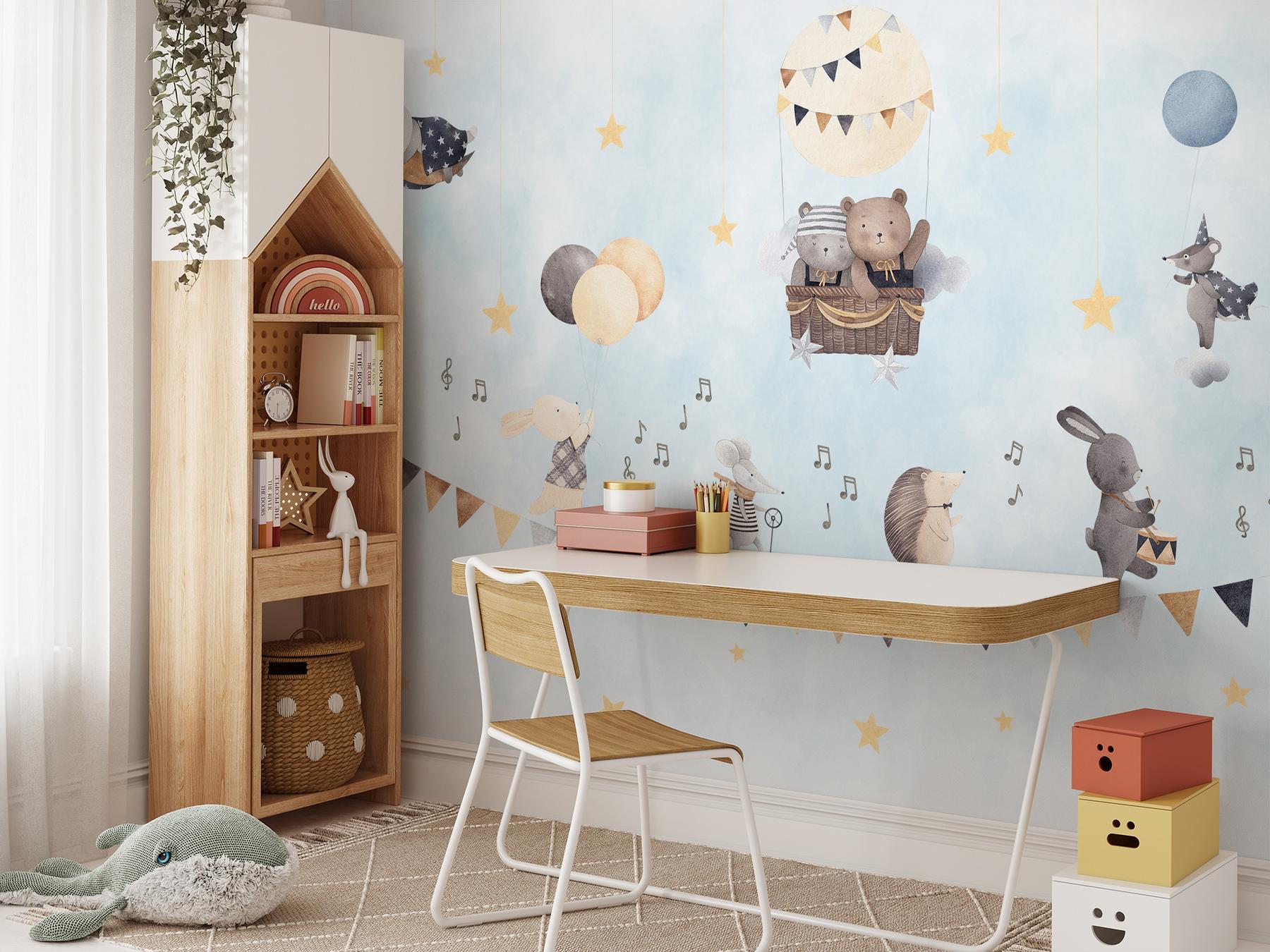 Cute Animals with Balloons Wallpaper Mural
