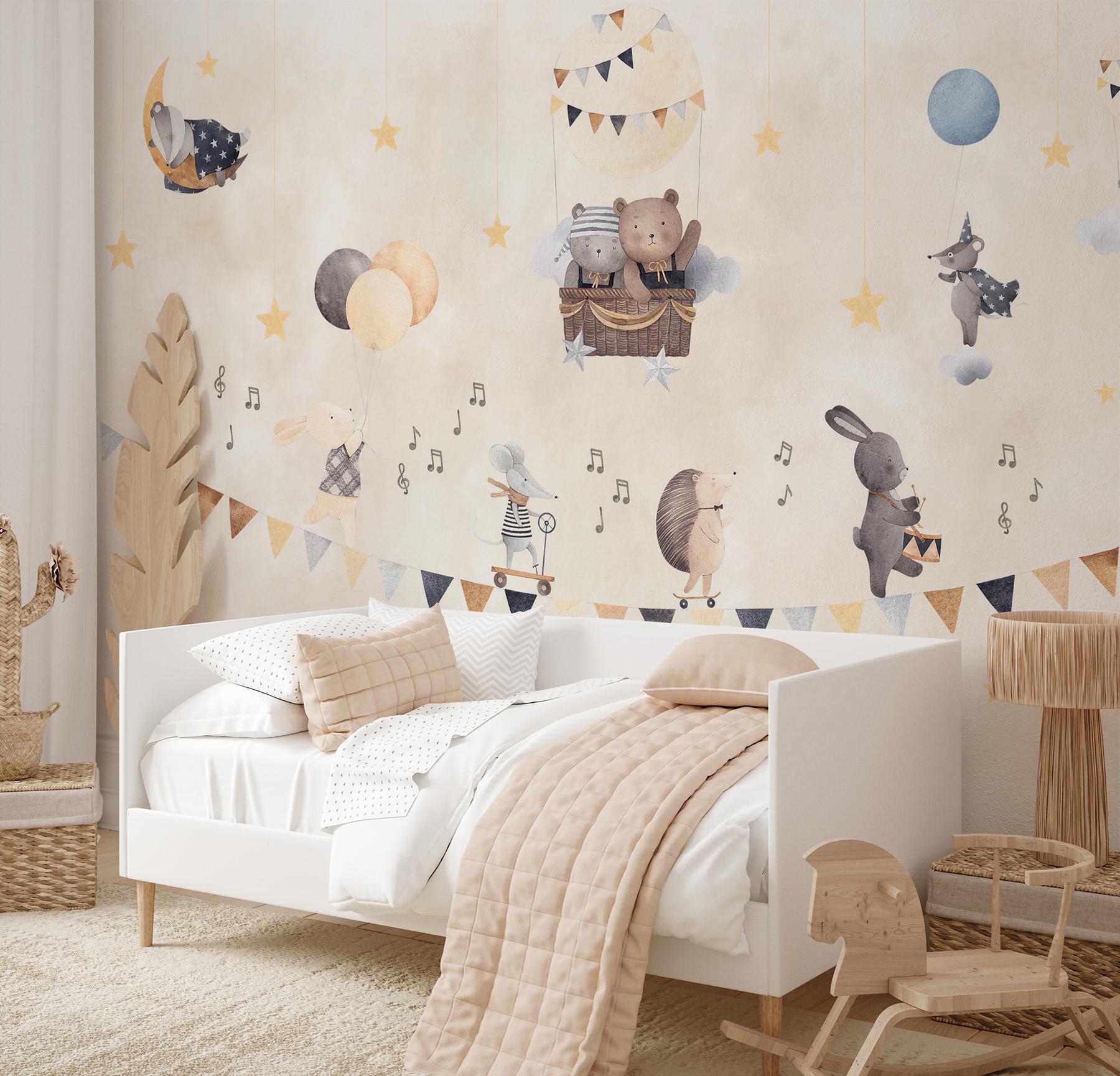 Cute Animals with Balloons Wallpaper Mural 
