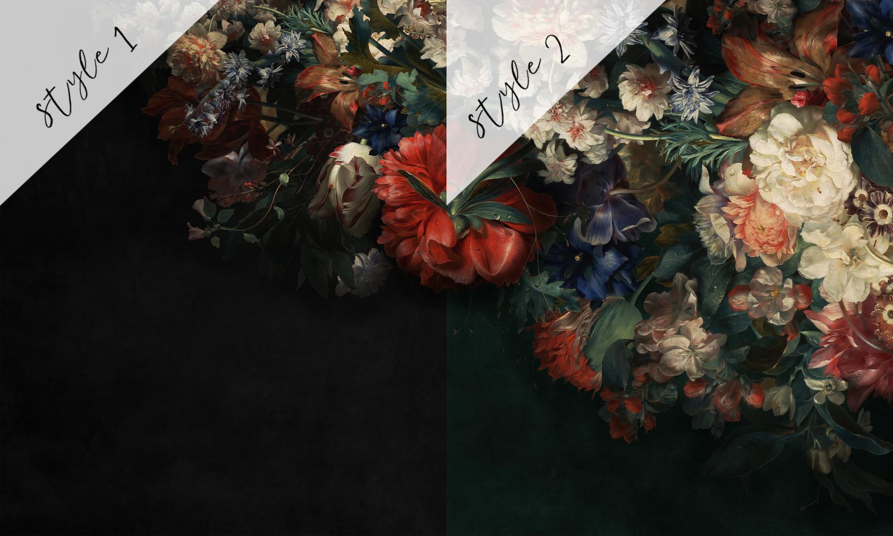 Elegant Dark Floral Blooms Wallpaper Mural