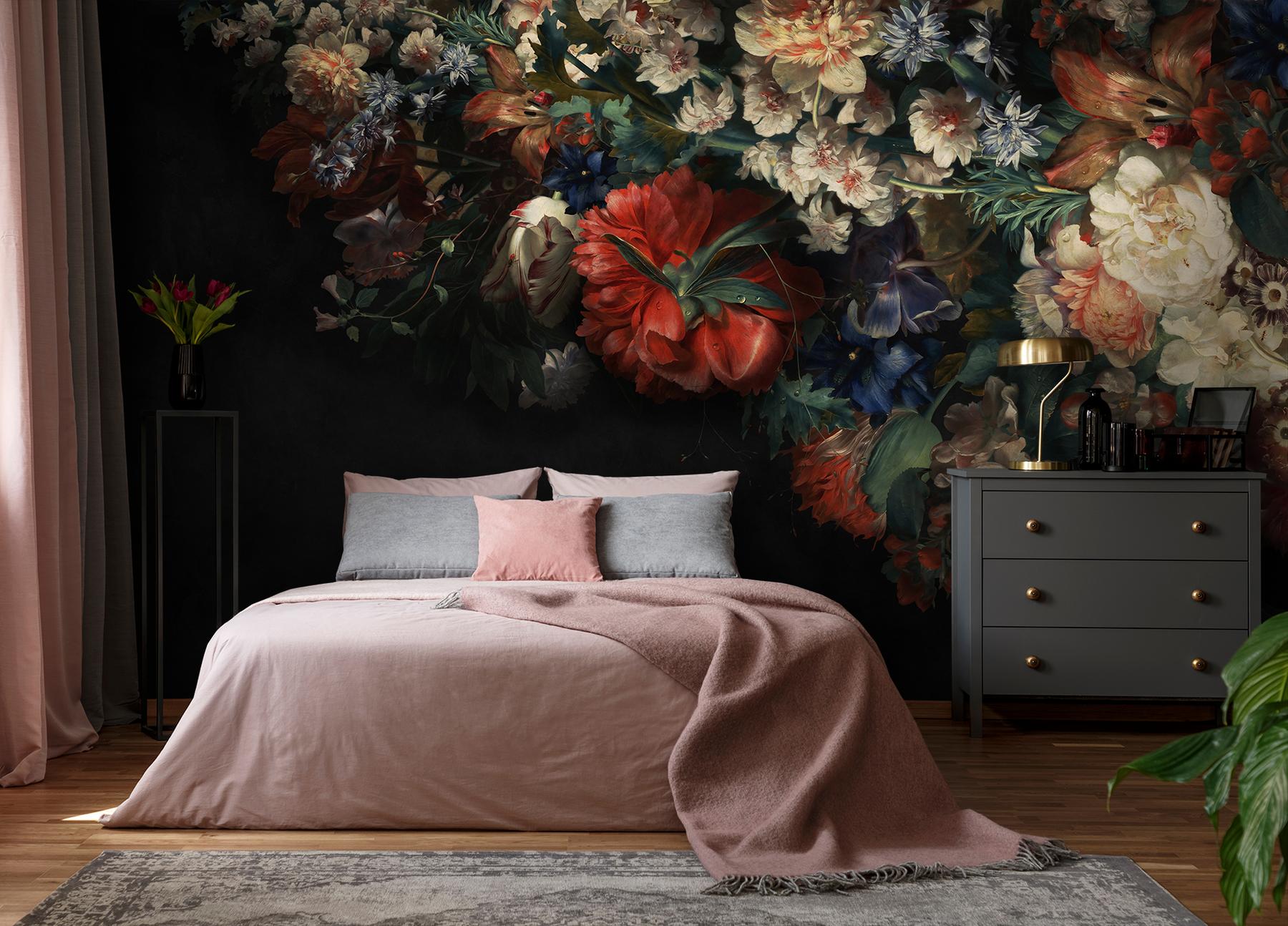 Elegant Dark Floral Blooms Wallpaper Mural