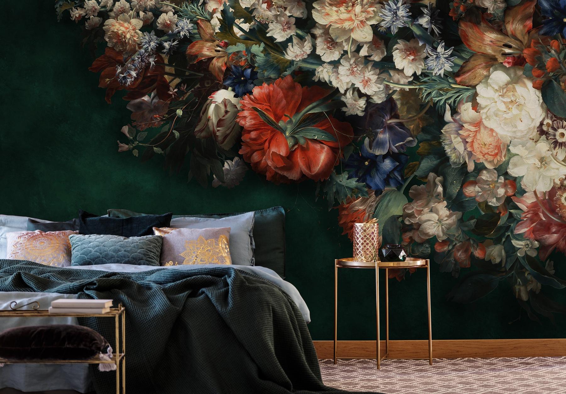 Elegant Dark Floral Blooms Wallpaper Mural