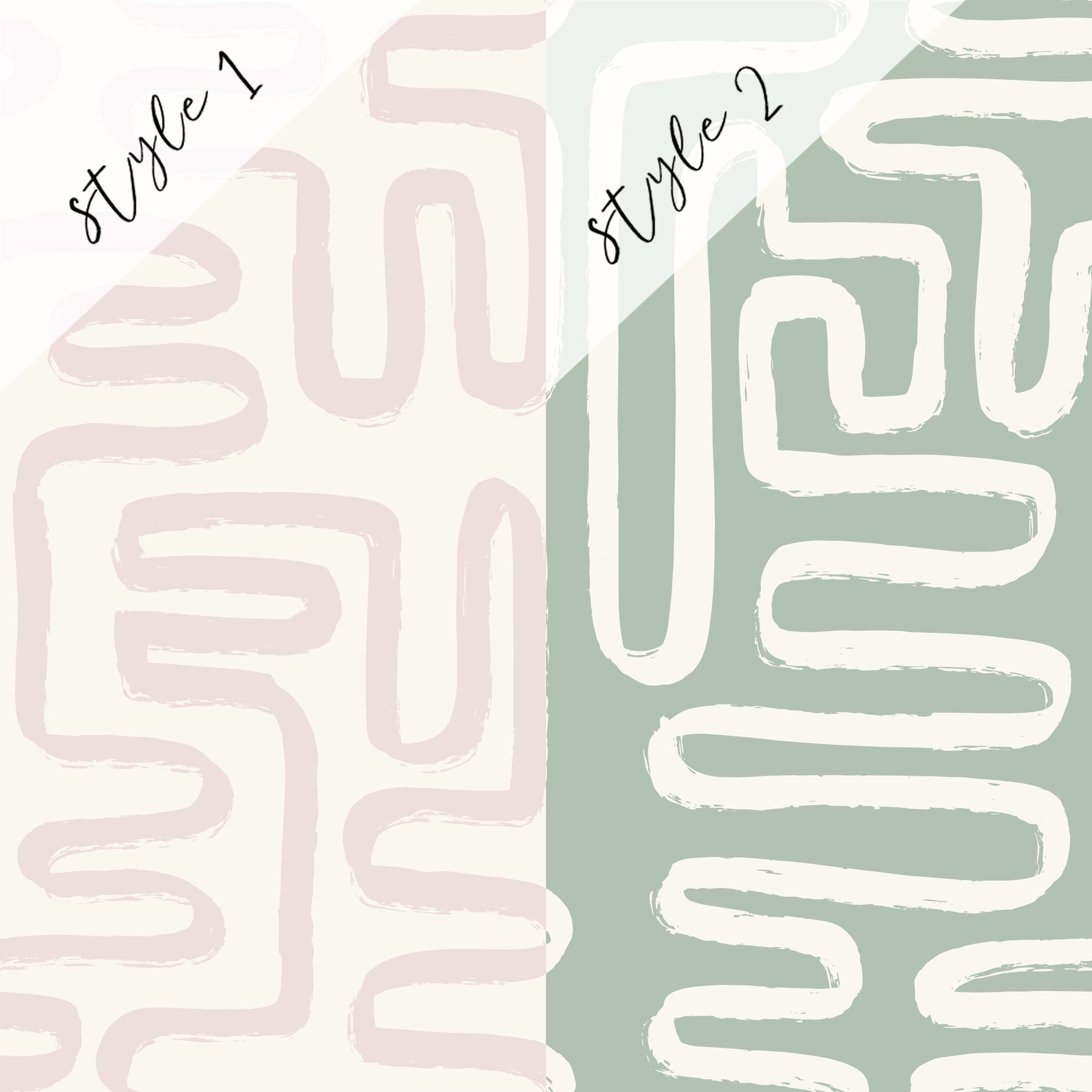 Abstract Minimalist Maze Pattern Wallpaper Mural