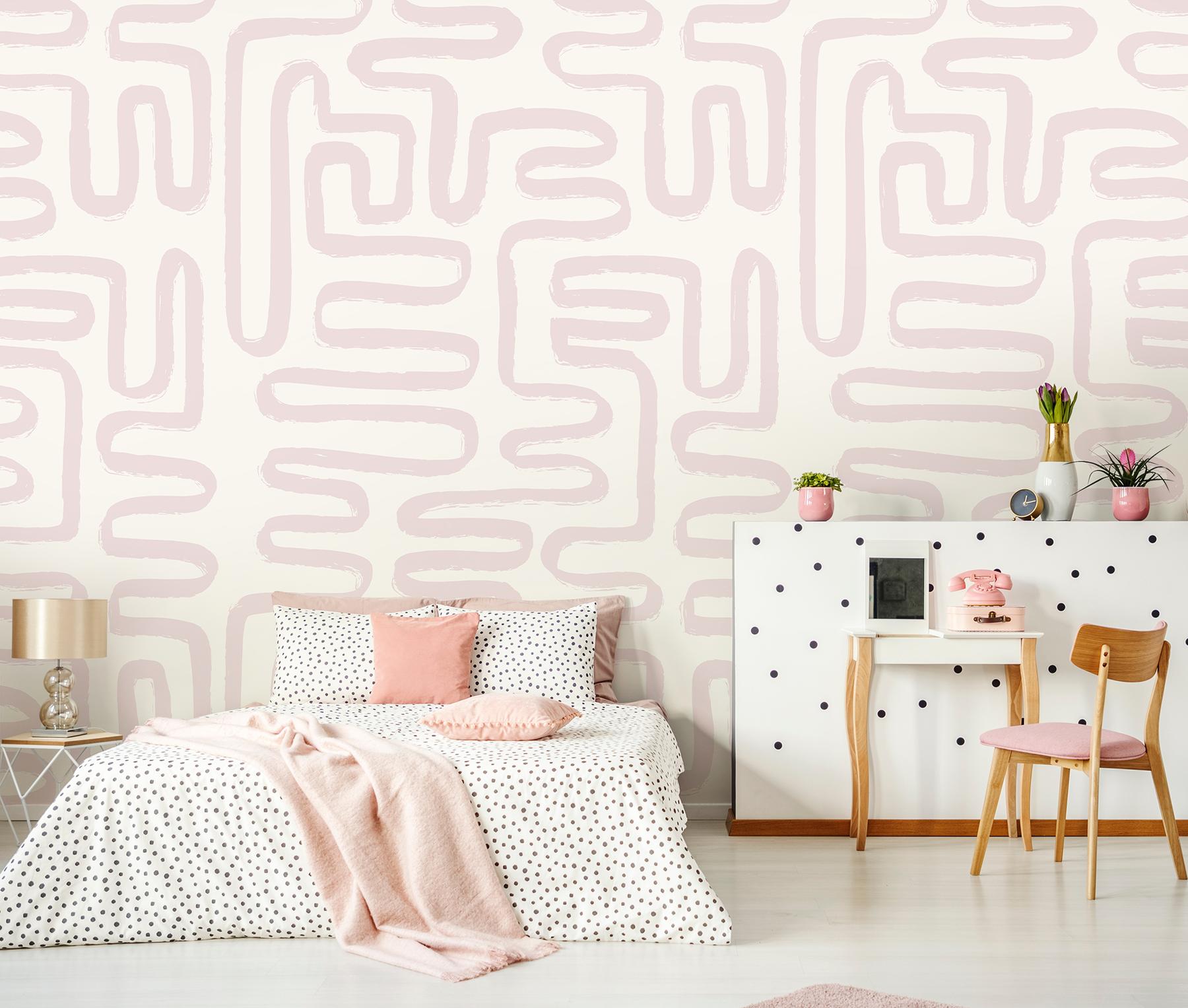 Abstract Minimalist Maze Pattern Wallpaper Mural