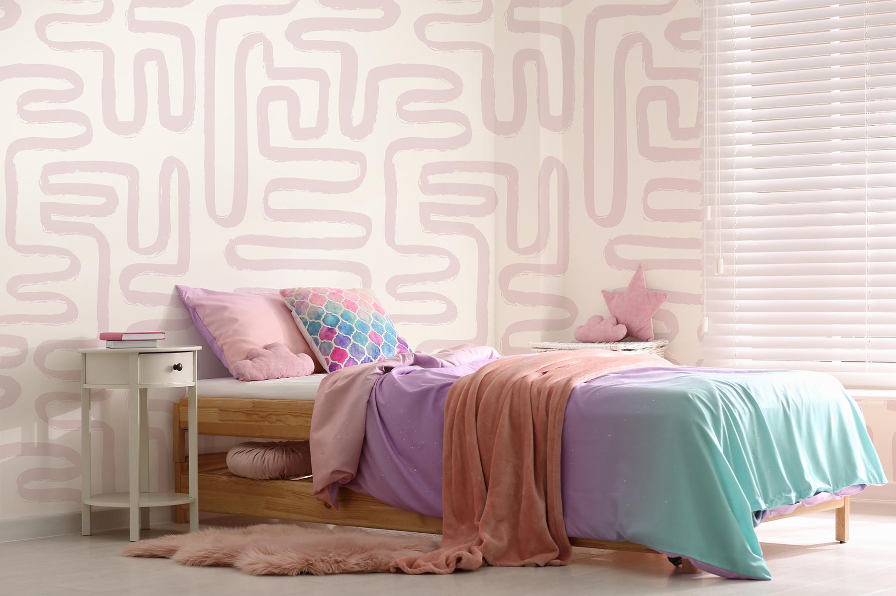 Abstract Minimalist Maze Pattern Wallpaper Mural