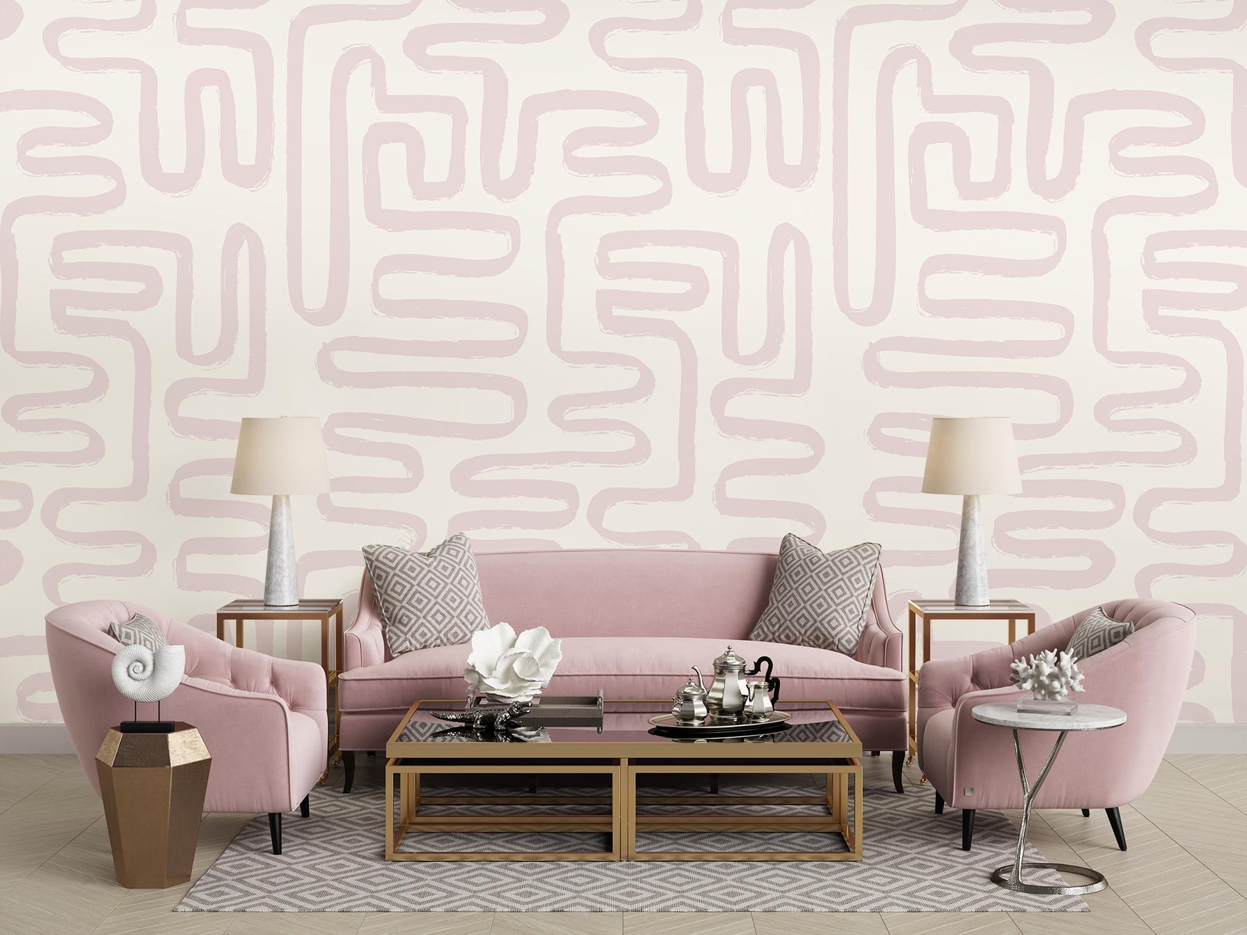 Abstract Minimalist Maze Pattern Wallpaper Mural