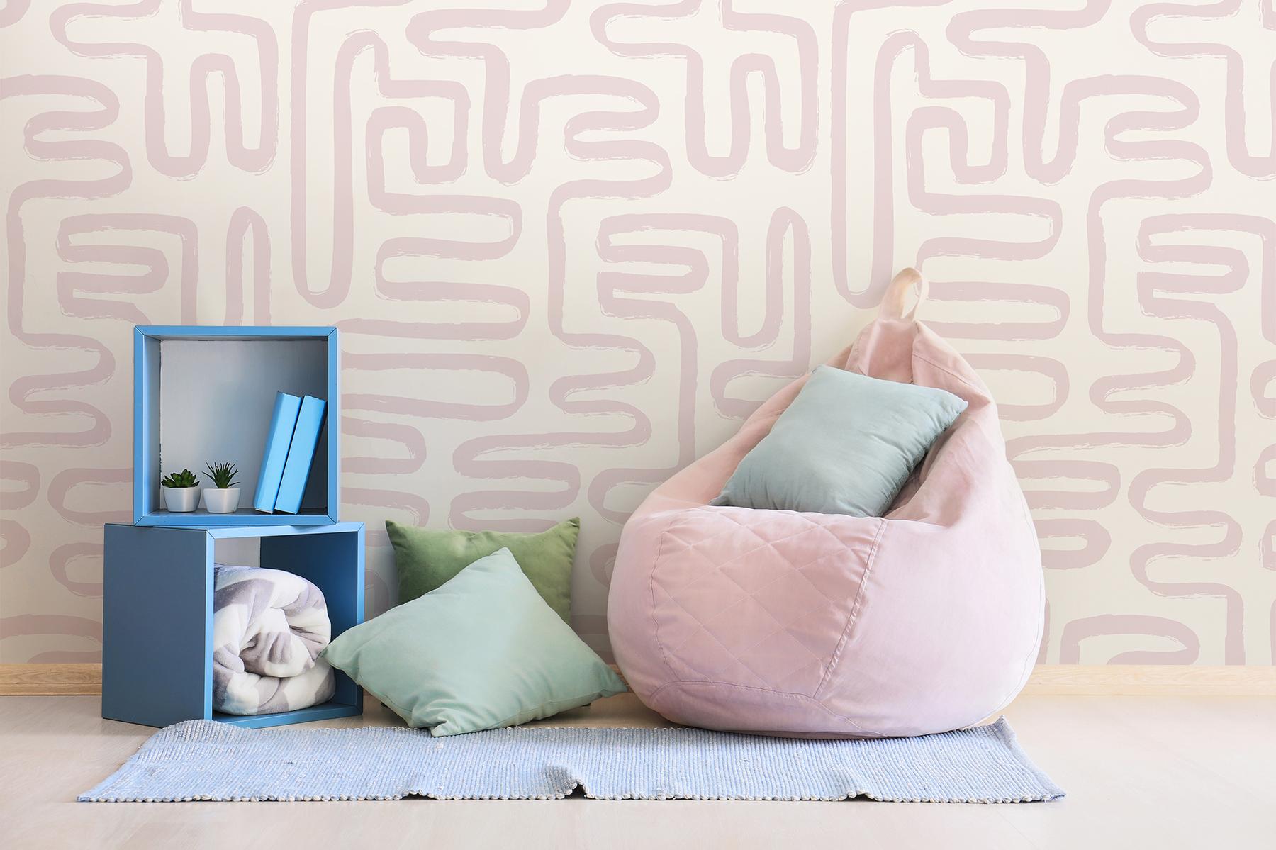 Abstract Minimalist Maze Pattern Wallpaper Mural