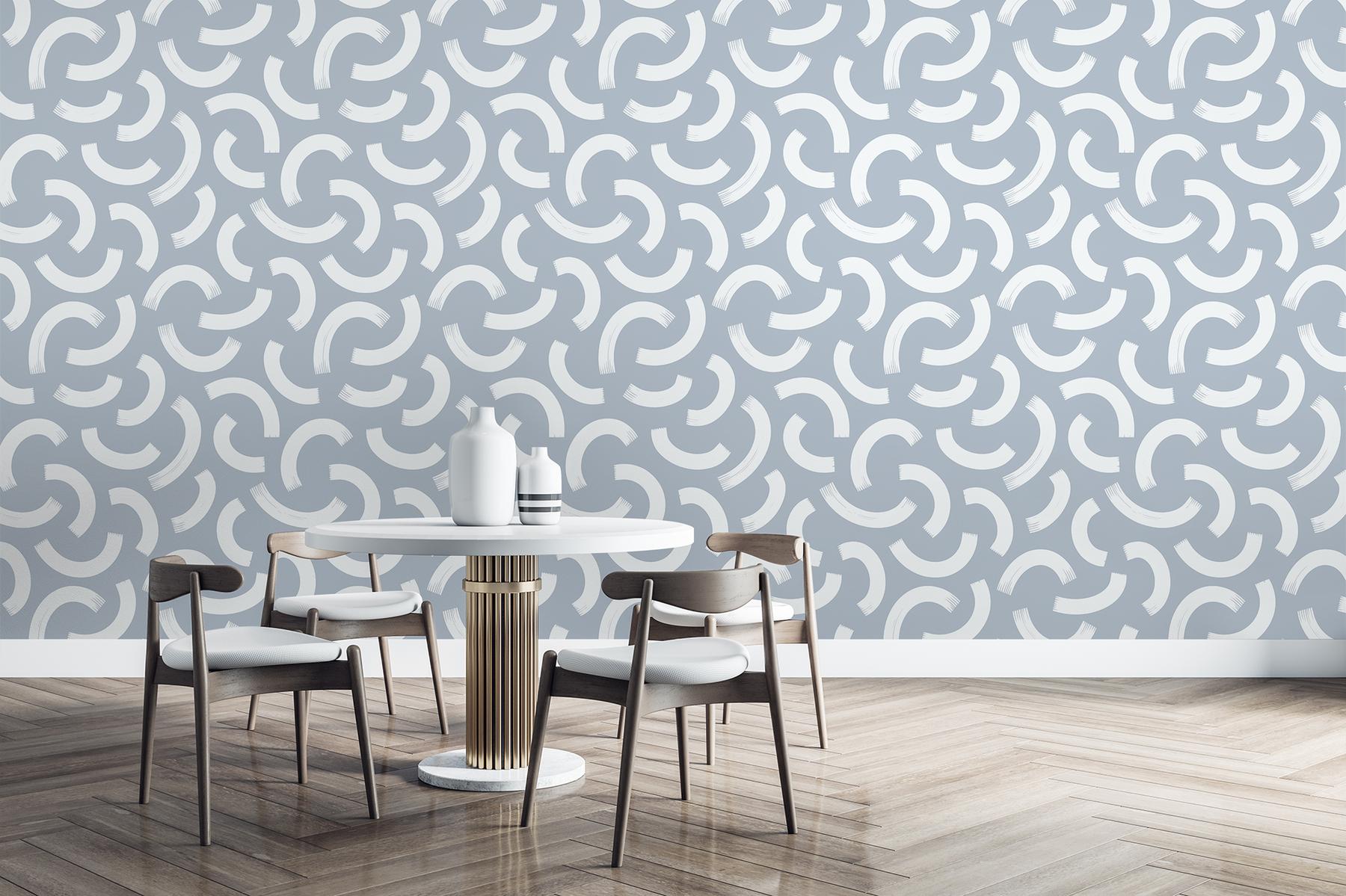 Minimalist Crescent Swirls Wallpaper Mural