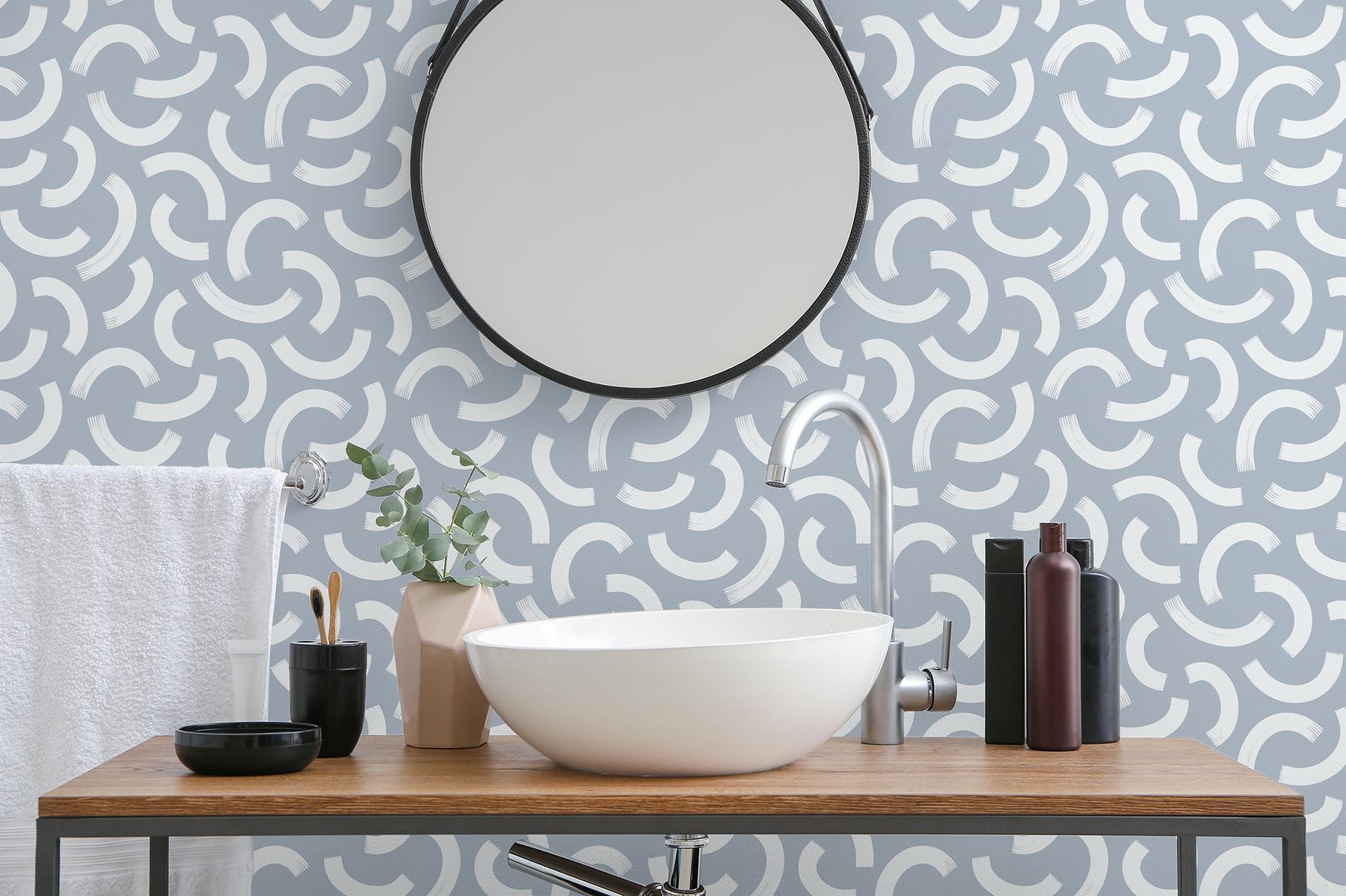 Minimalist Crescent Swirls Wallpaper Mural