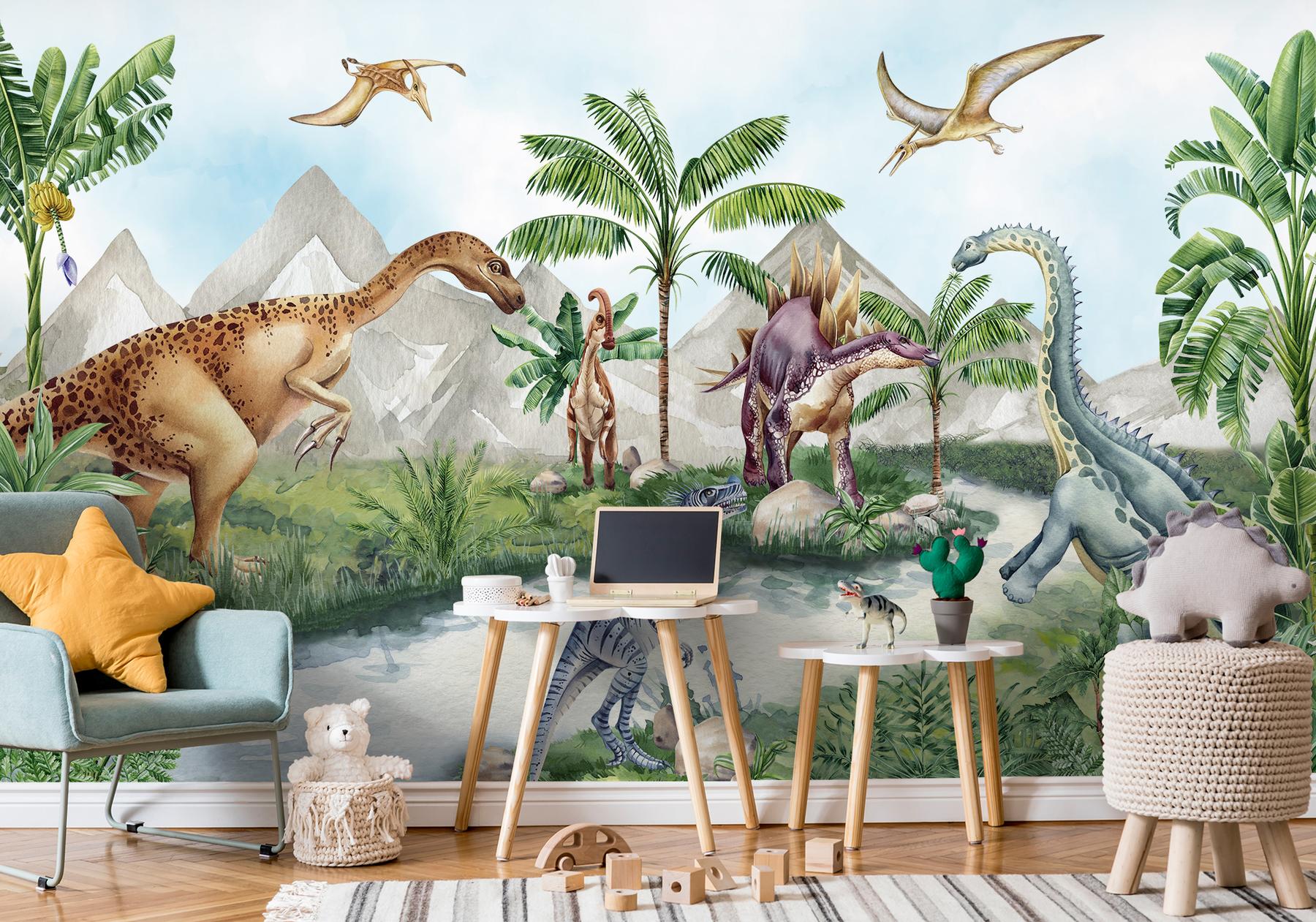 Enchanted Dinosaur Park Kids Wallpaper Mural