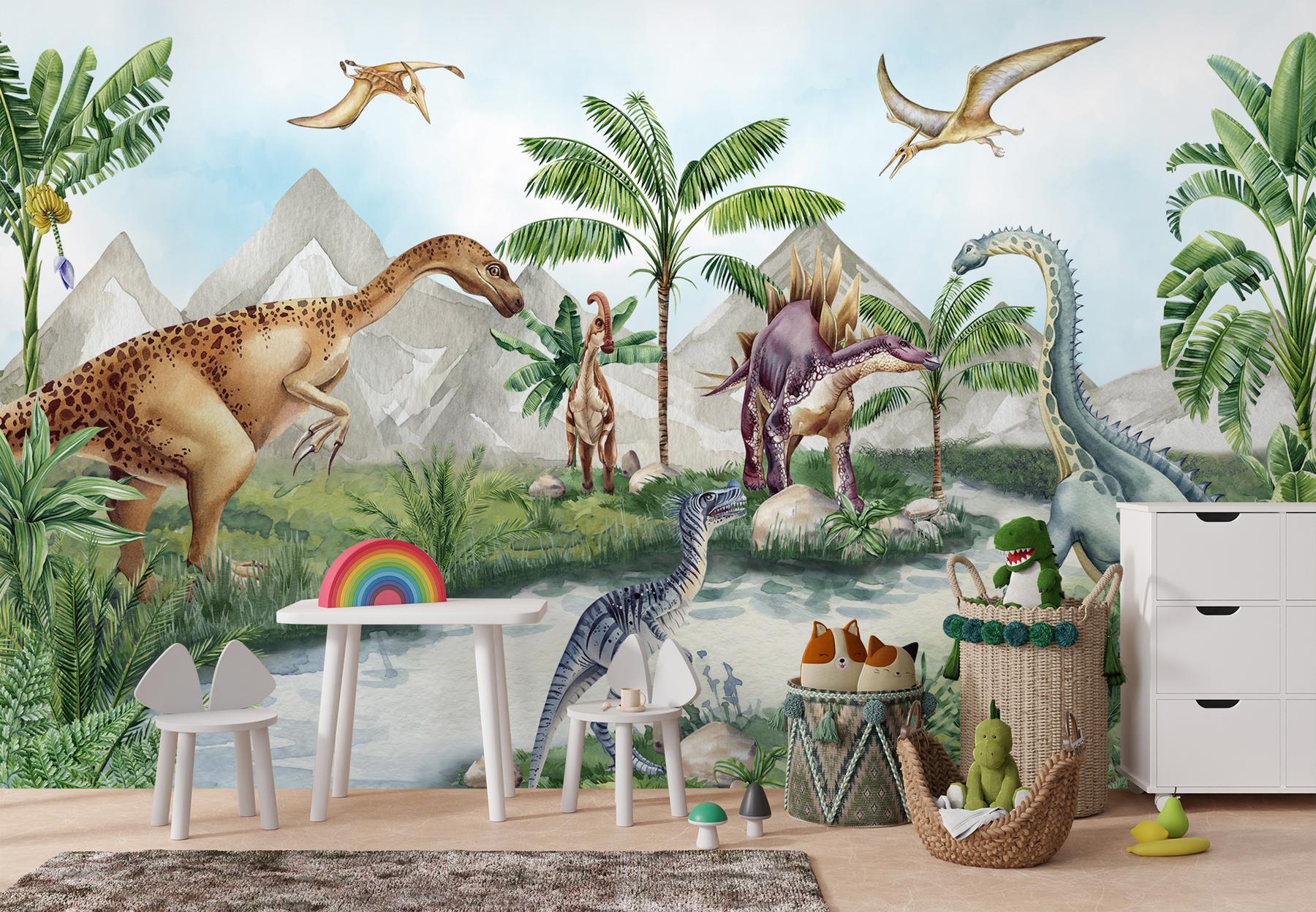 Enchanted Dinosaur Park Kids Wallpaper Mural