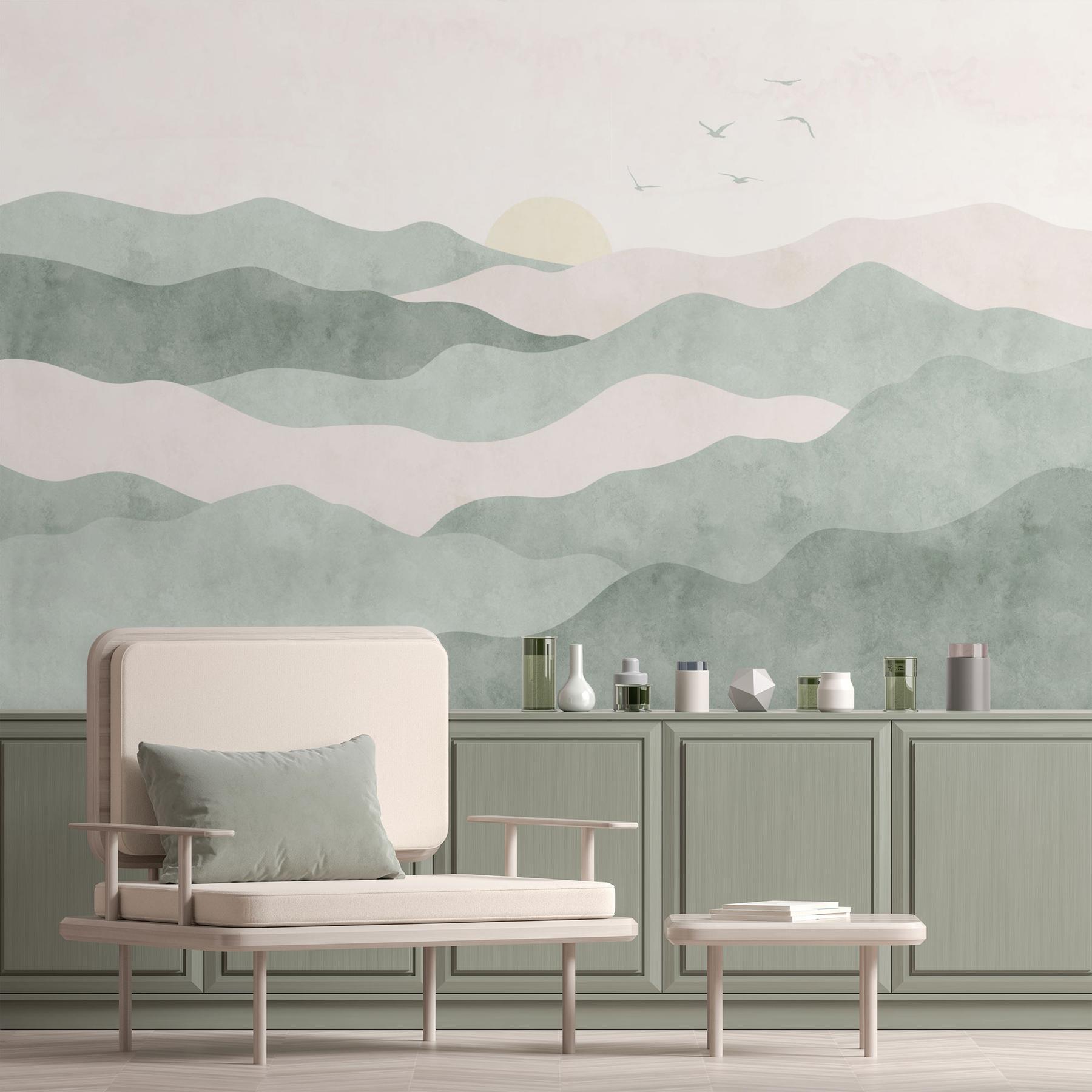 Soothing Waves and Sunrise Wallpaper Mural