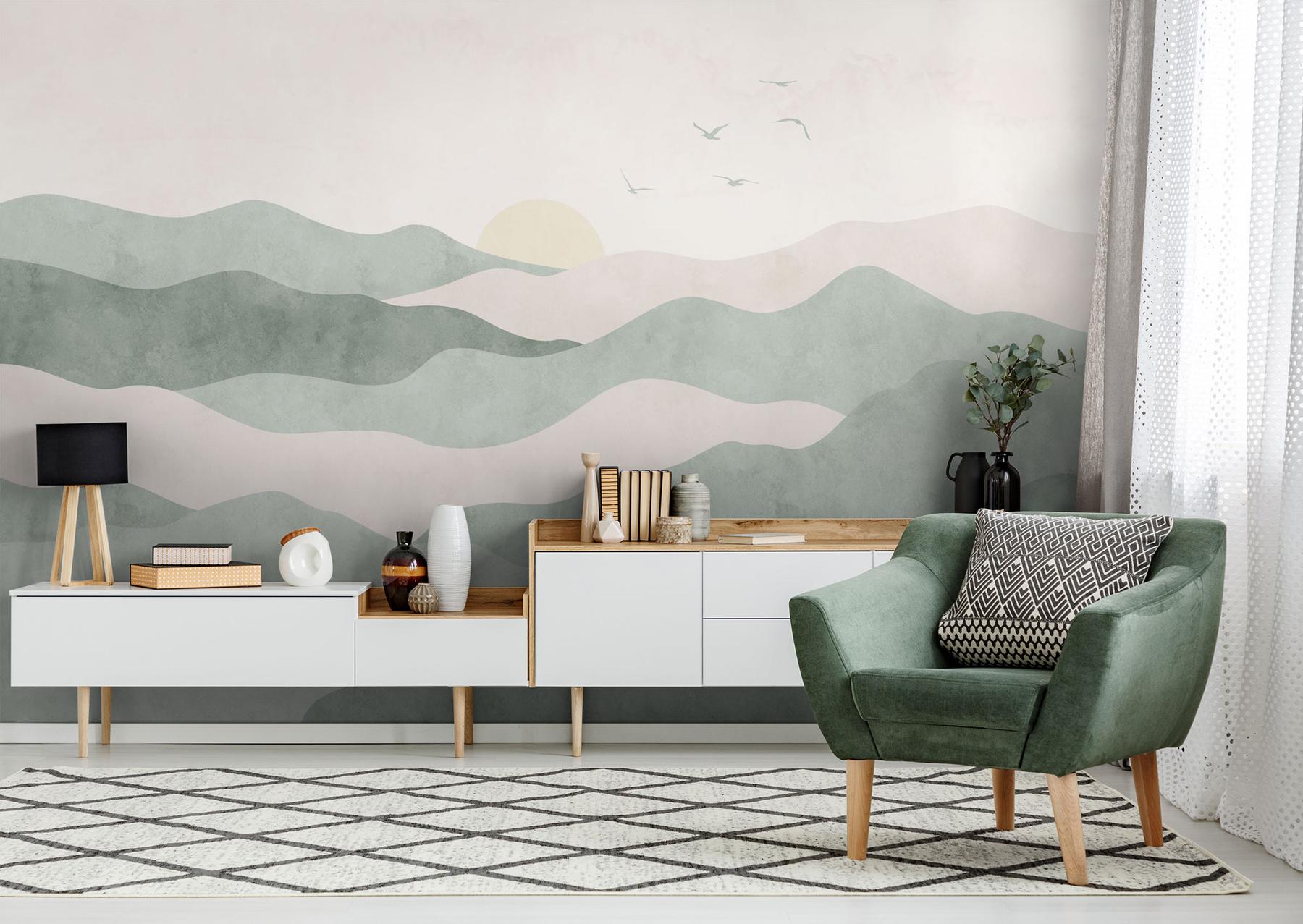Soothing Waves and Sunrise Wallpaper Mural