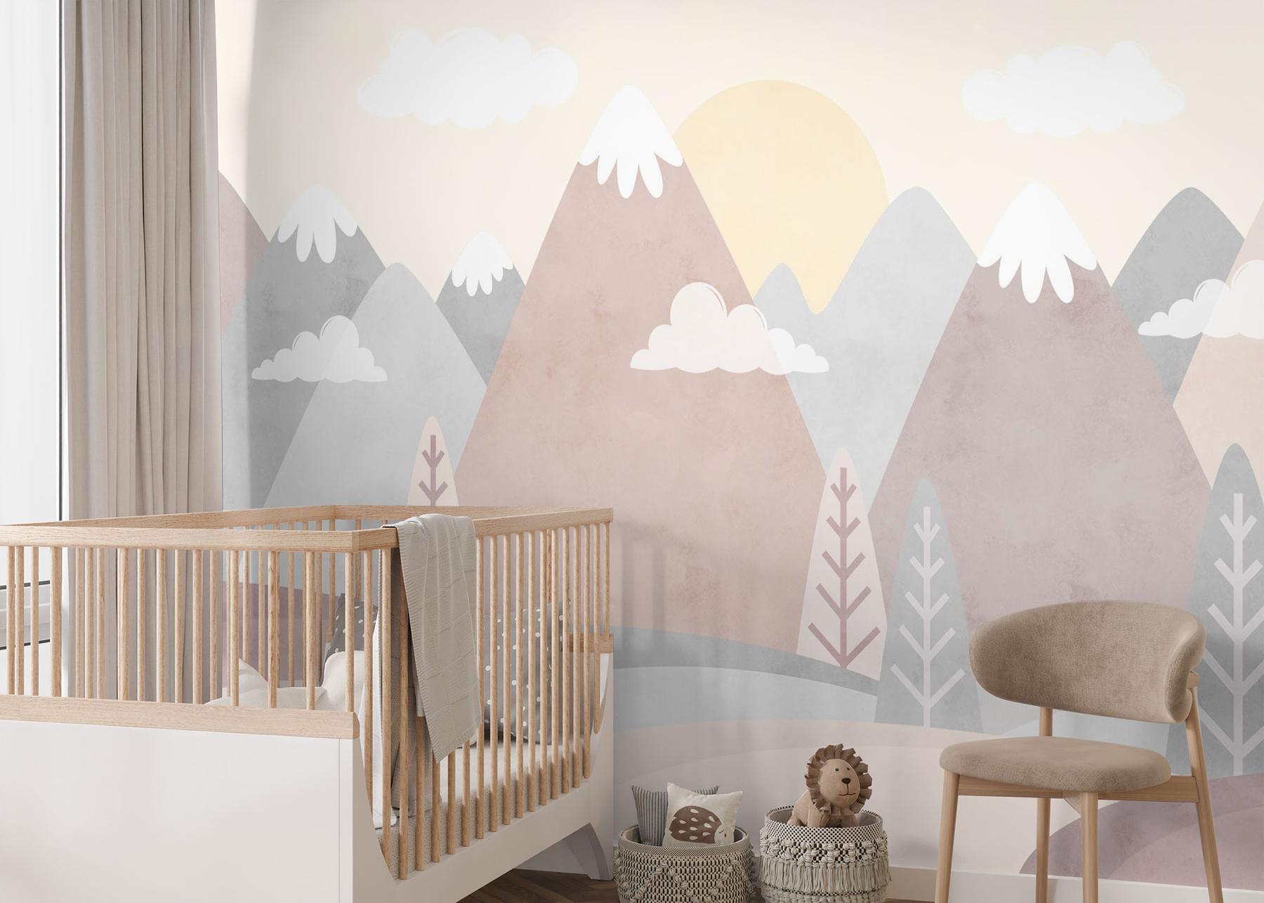 Serene Pastel Mountains Kids Wallpaper Mural