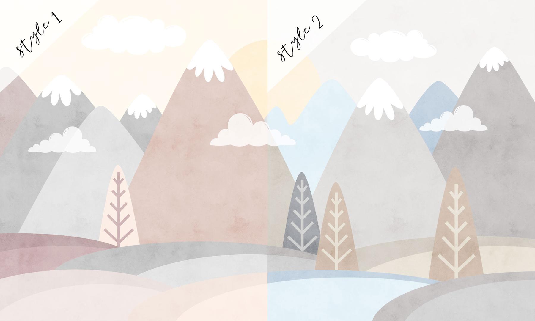 Serene Pastel Mountains Kids Wallpaper Mural