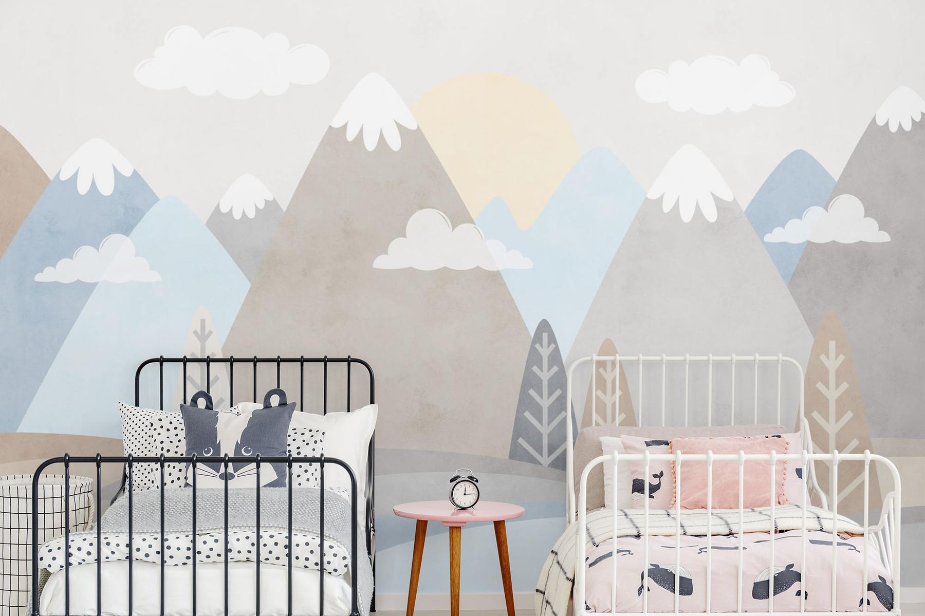 Serene Pastel Mountains Kids Wallpaper Mural