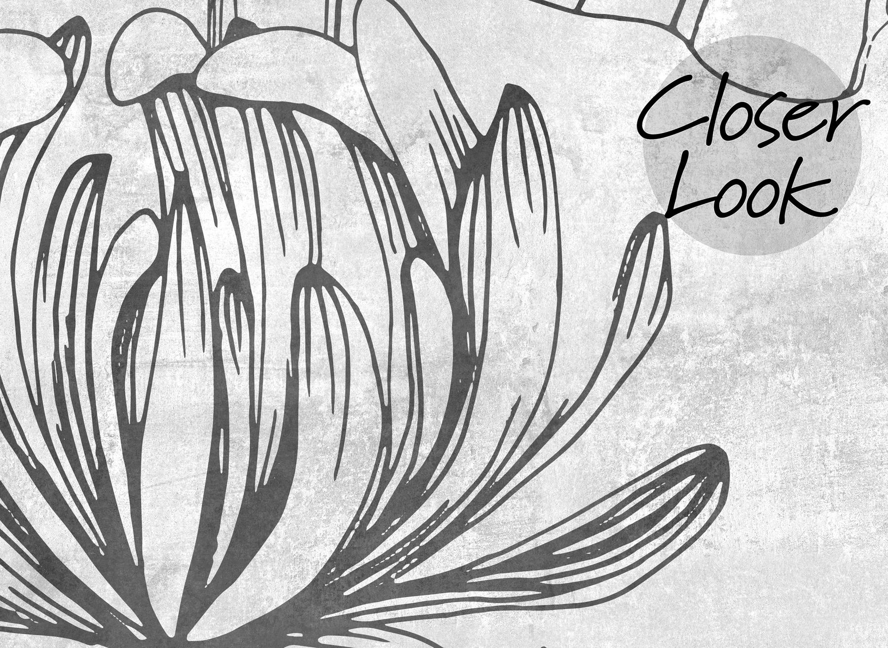 Sketchbook Wildflowers Monochrome Wallpaper Mural