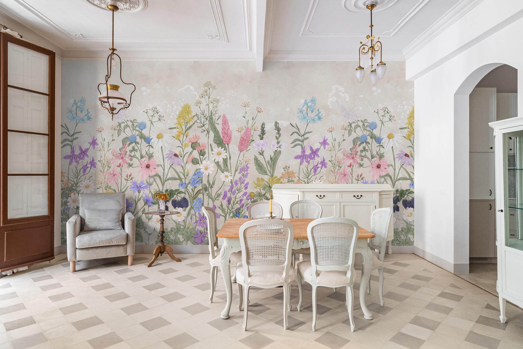 Wild Floral Landscape Nursery Wallpaper Mural