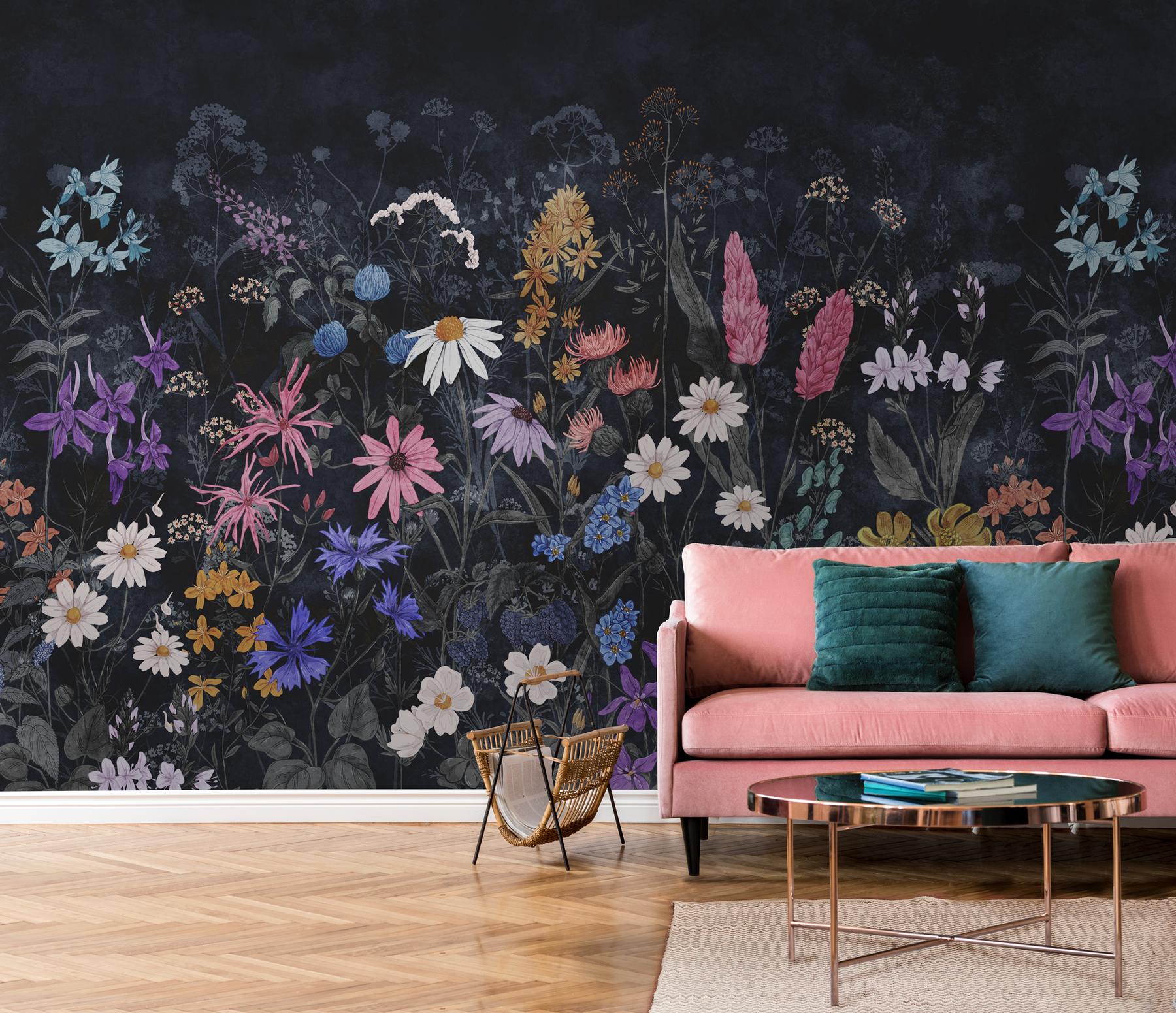 Wild Floral Landscape Nursery Wallpaper Mural