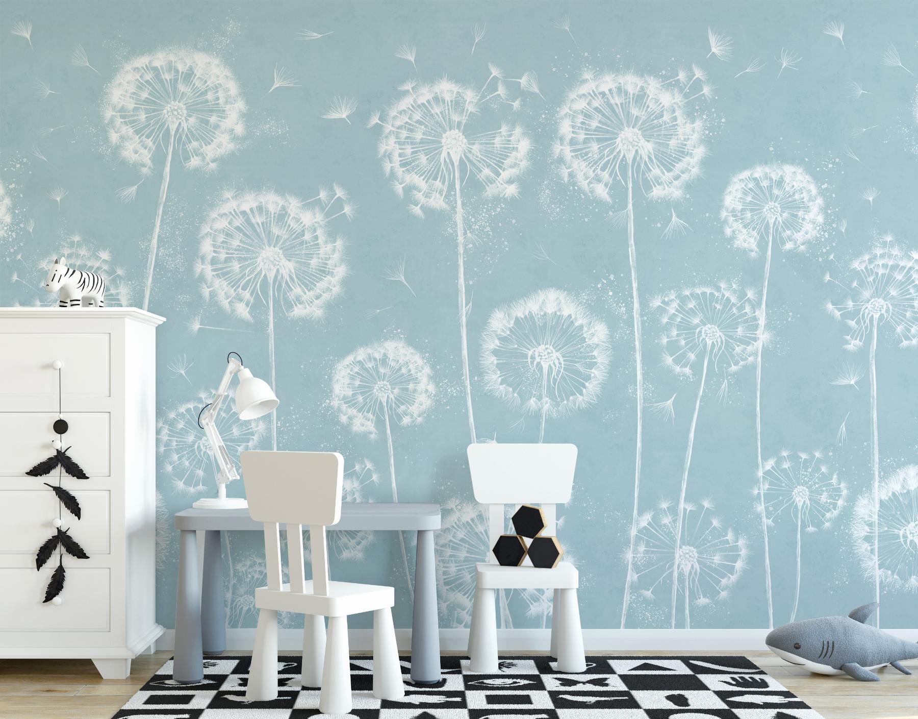 Serene Dandelion Wisps Kids Room Wallpaper