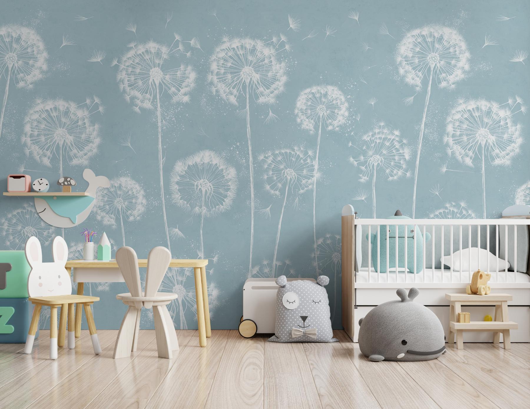 Serene Dandelion Wisps Kids Room Wallpaper
