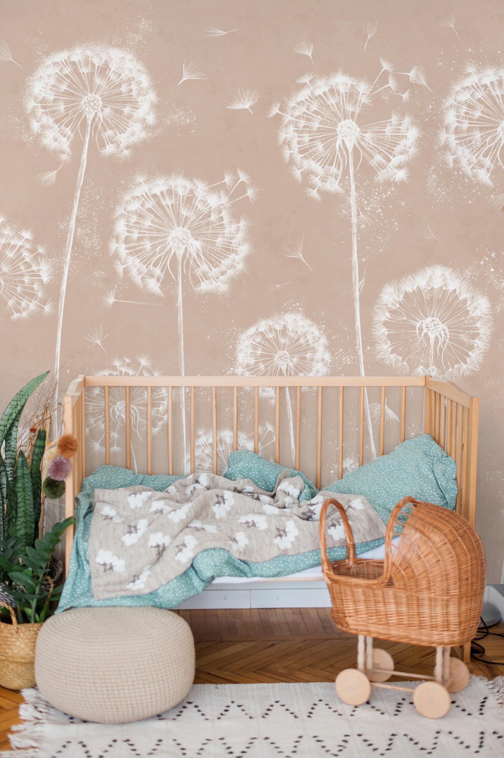 Serene Dandelion Wisps Kids Room Wallpaper