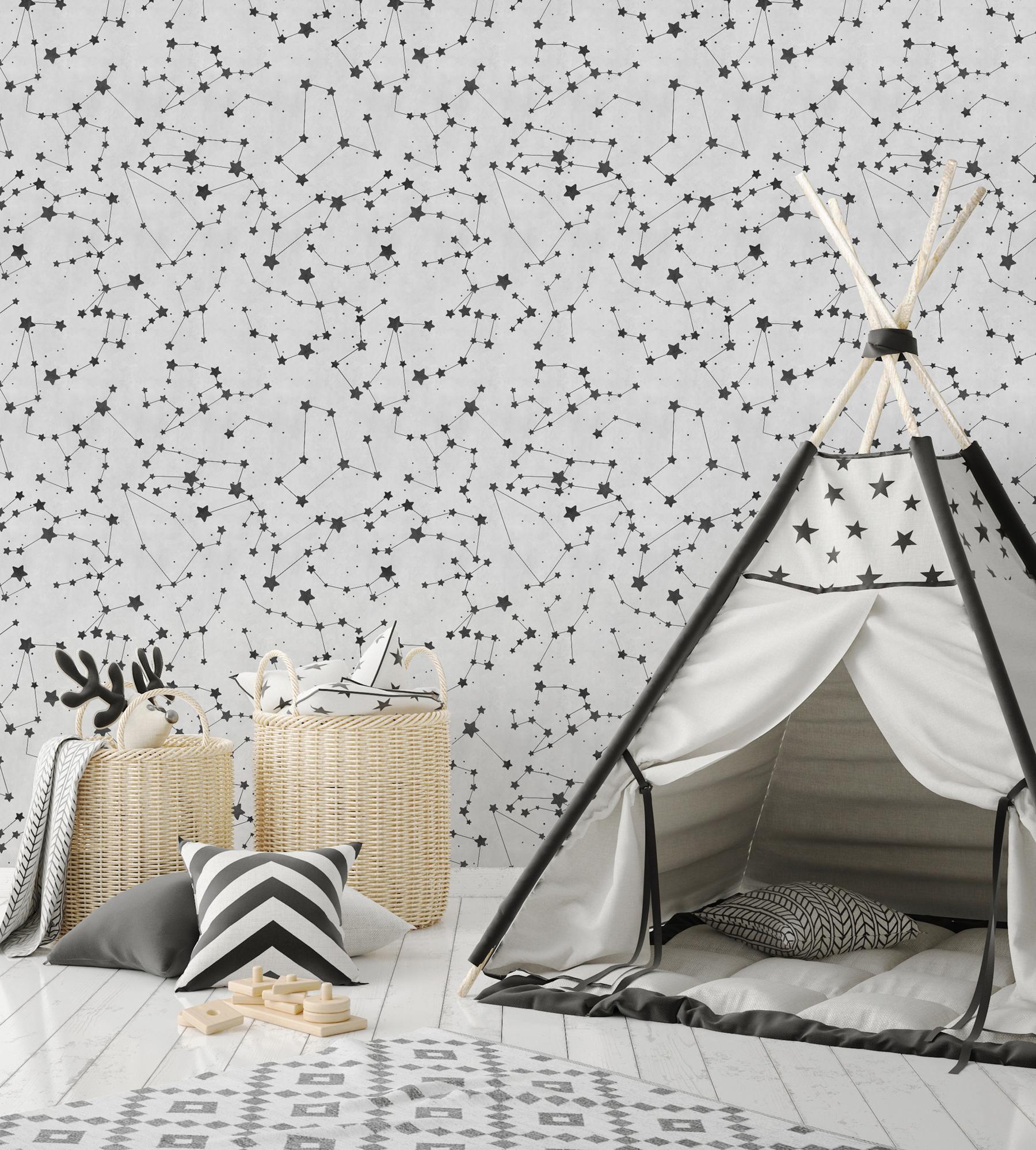 Astronomical Star Patterns Kids Room Wallpaper
