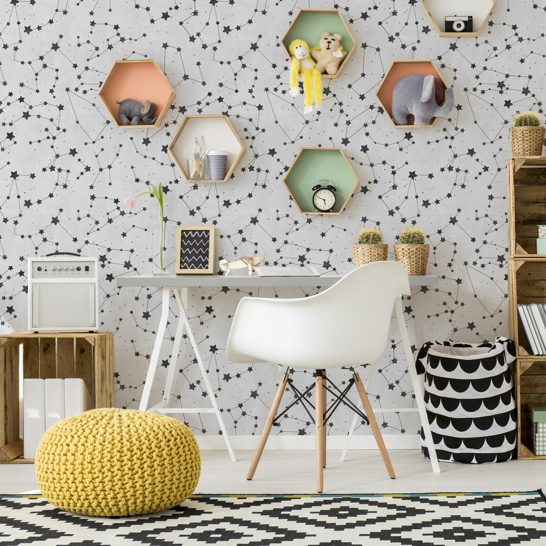 Astronomical Star Patterns Kids Room Wallpaper