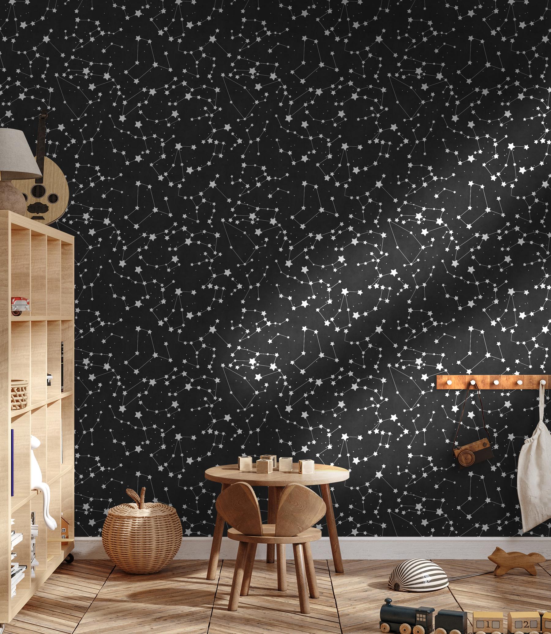 Astronomical Star Patterns Kids Room Wallpaper