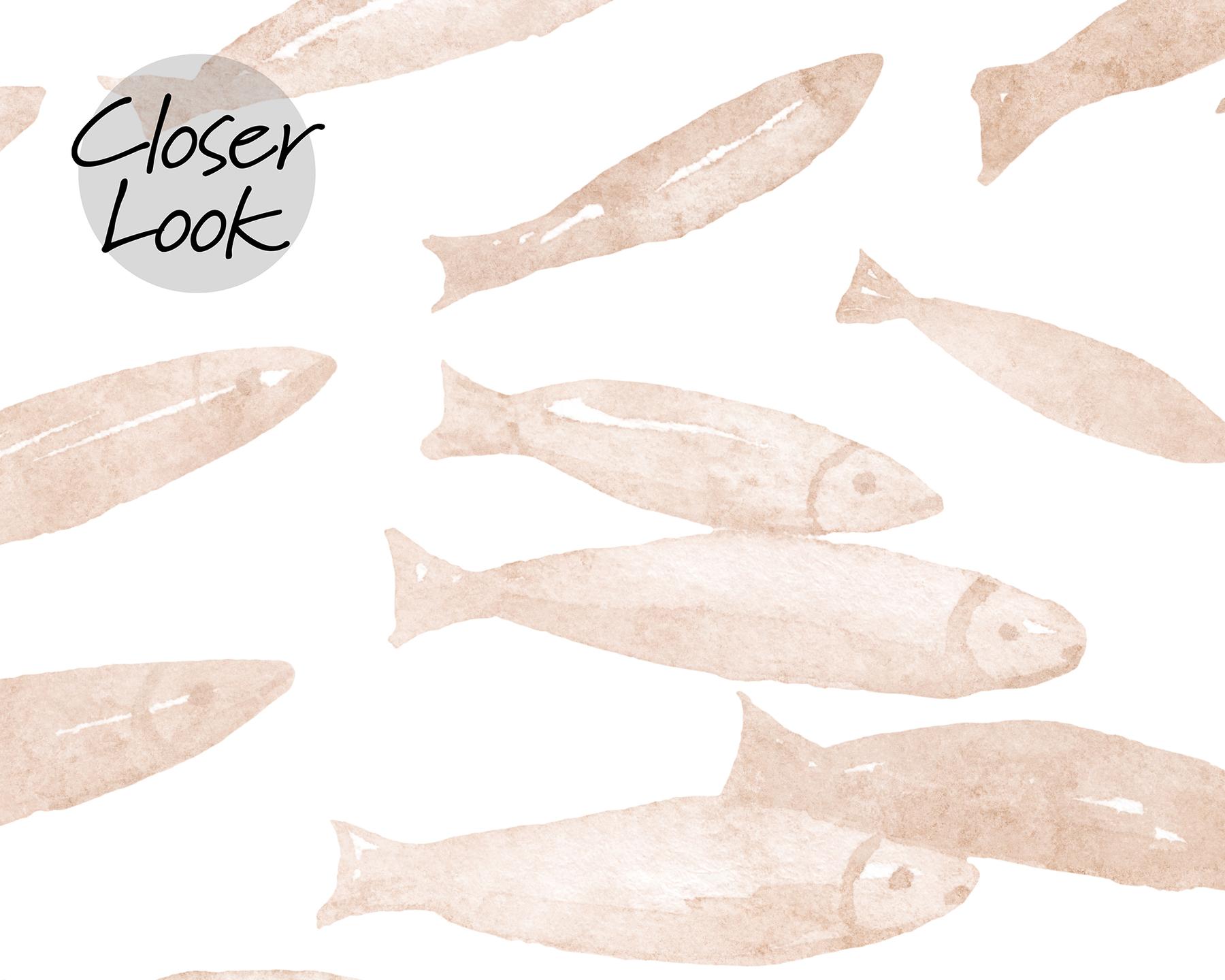 Serene Watercolor Fish Pattern Wallpaper Mural