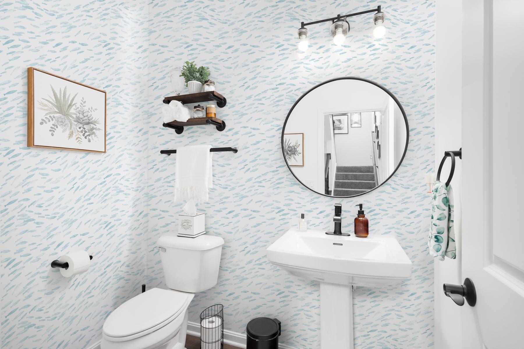 Serene Watercolor Fish Pattern Wallpaper Mural