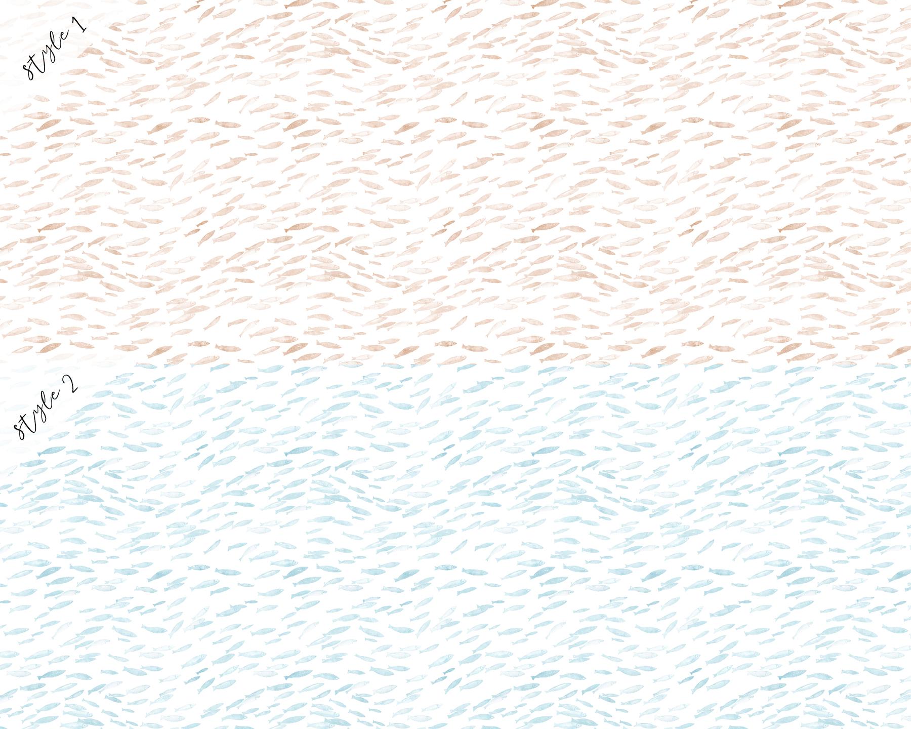 Serene Watercolor Fish Pattern Wallpaper Mural