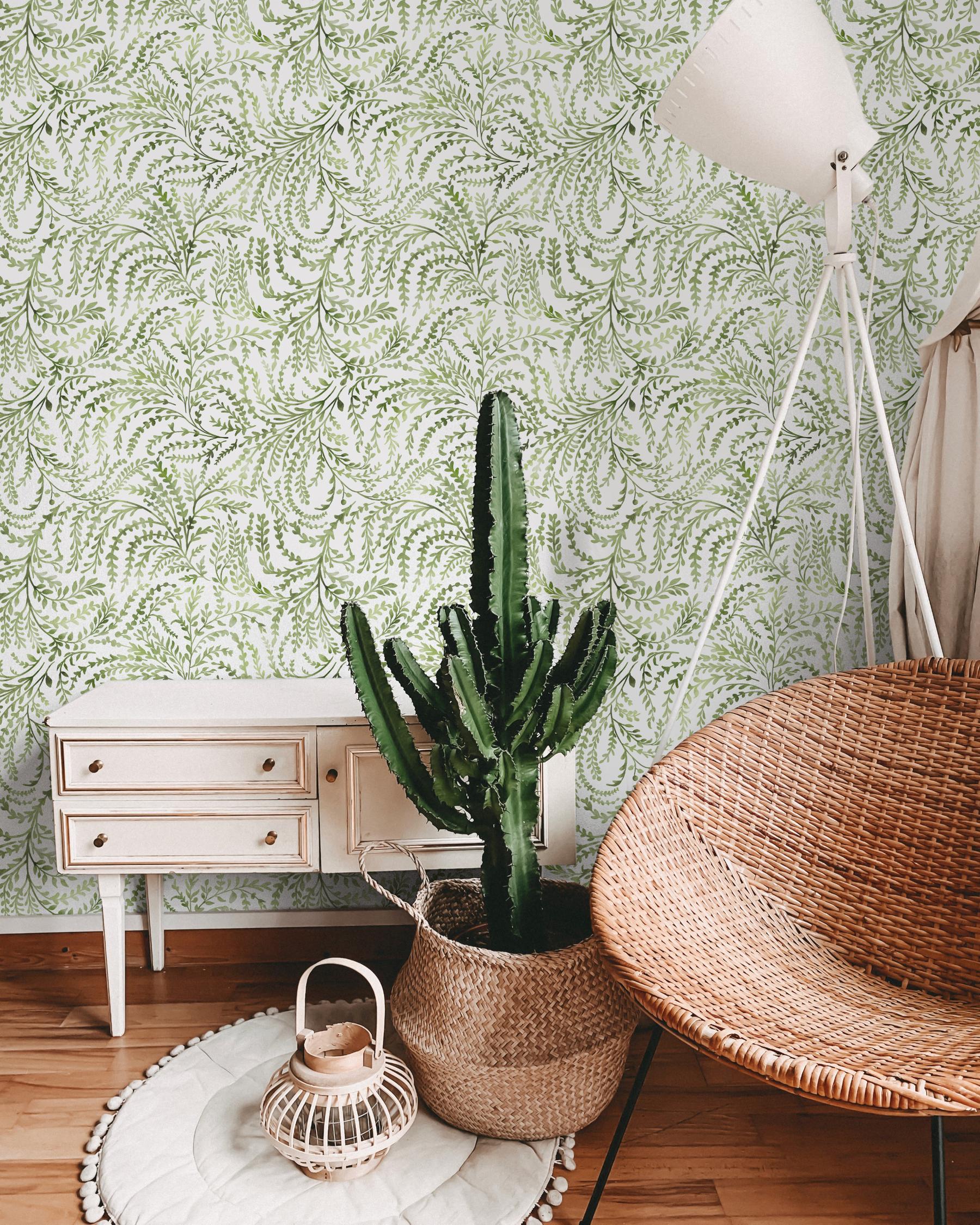 Lush Fern Leaf Pattern Wallpaper Mural